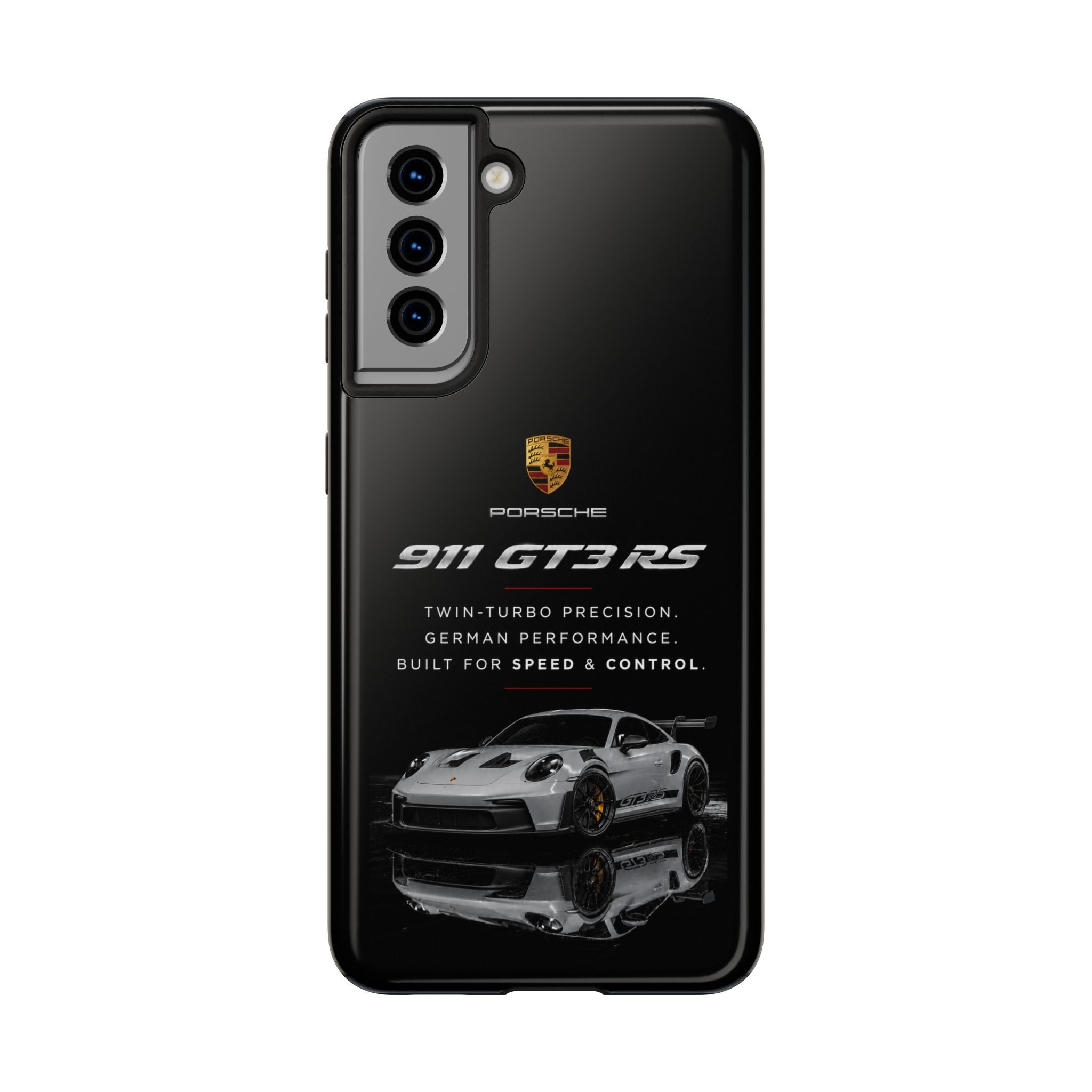 Porsche 911 GT3 RS Tough Phone Case — Black Racing Car Protective Cover