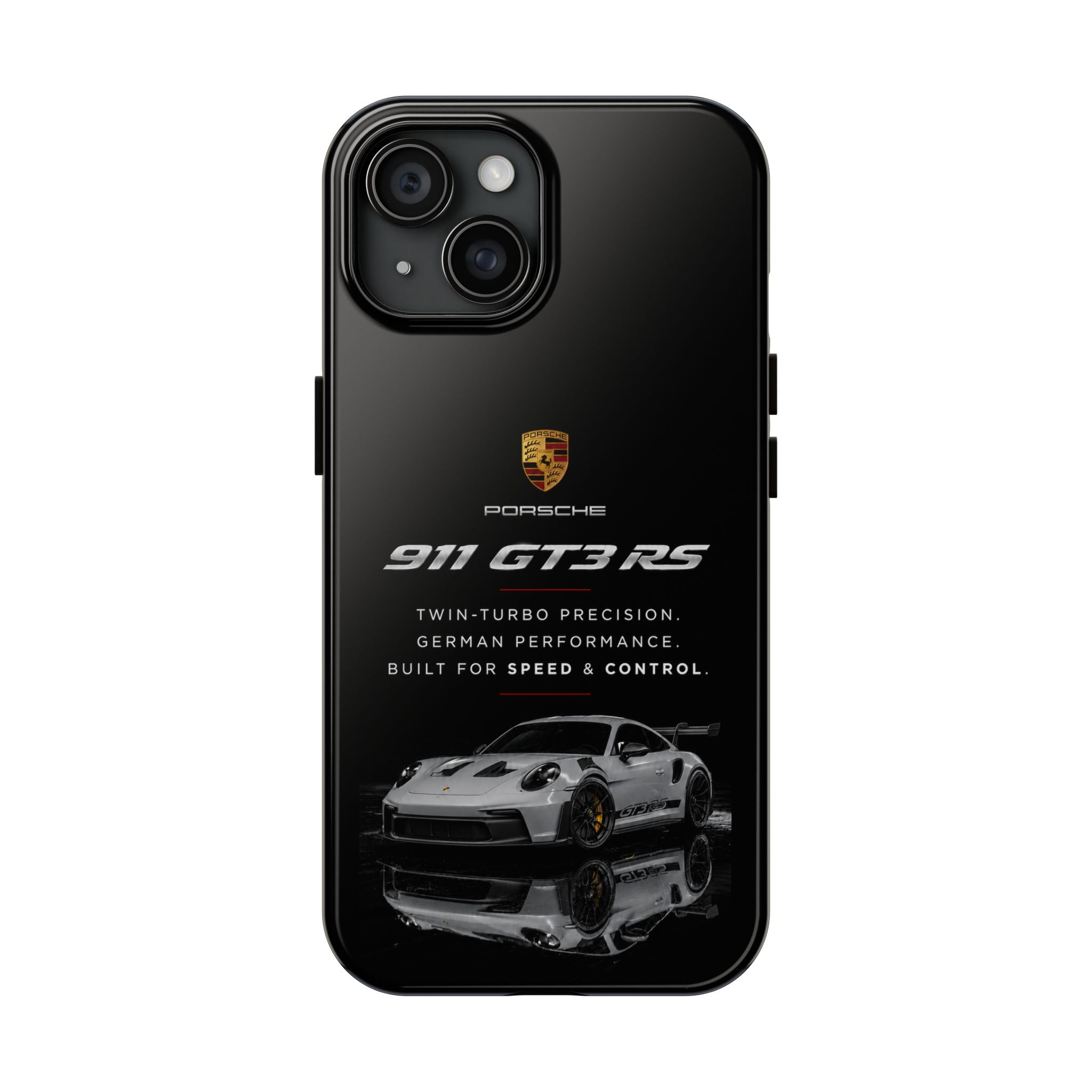 Porsche 911 GT3 RS Tough Phone Case — Black Racing Car Protective Cover