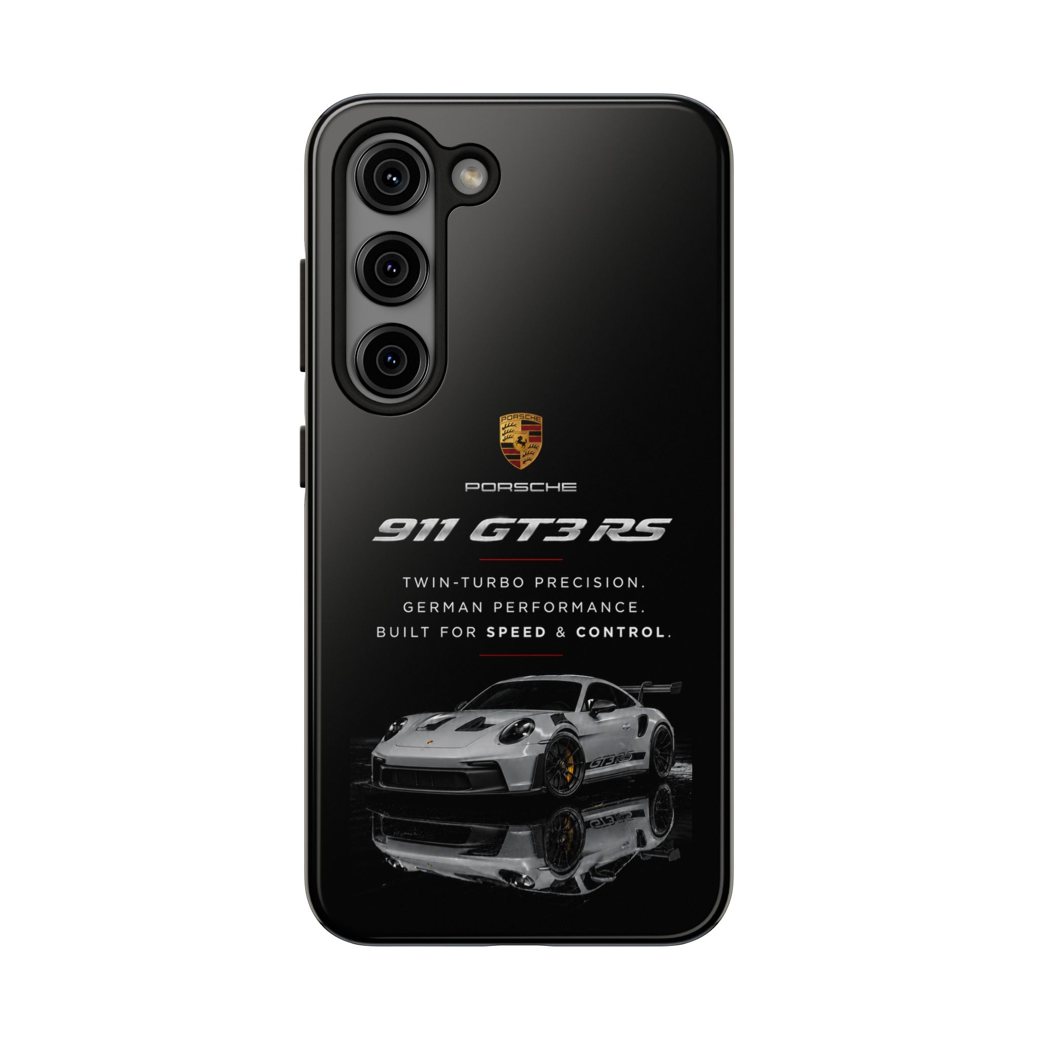 Porsche 911 GT3 RS Tough Phone Case — Black Racing Car Protective Cover