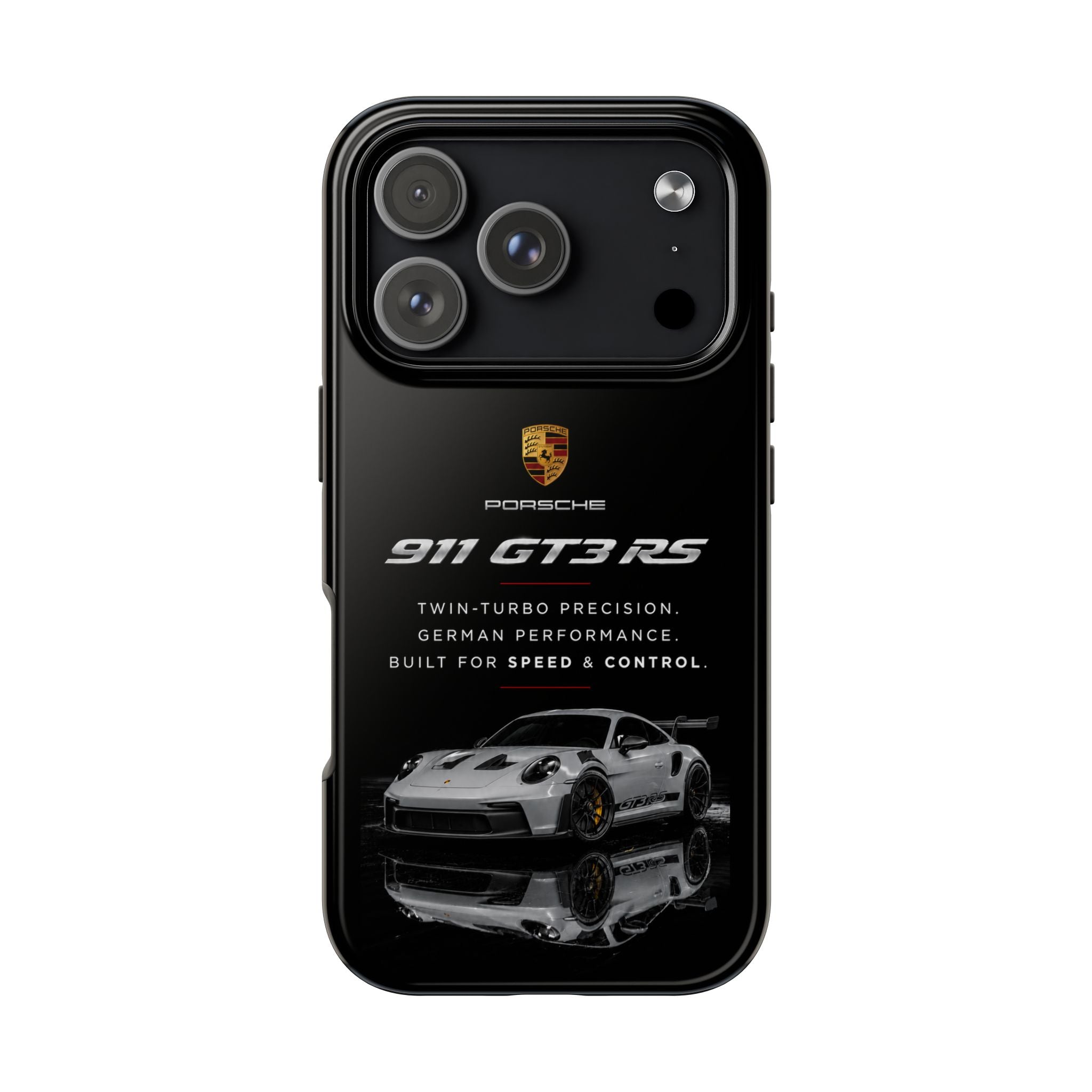 Porsche 911 GT3 RS Tough Phone Case — Black Racing Car Protective Cover