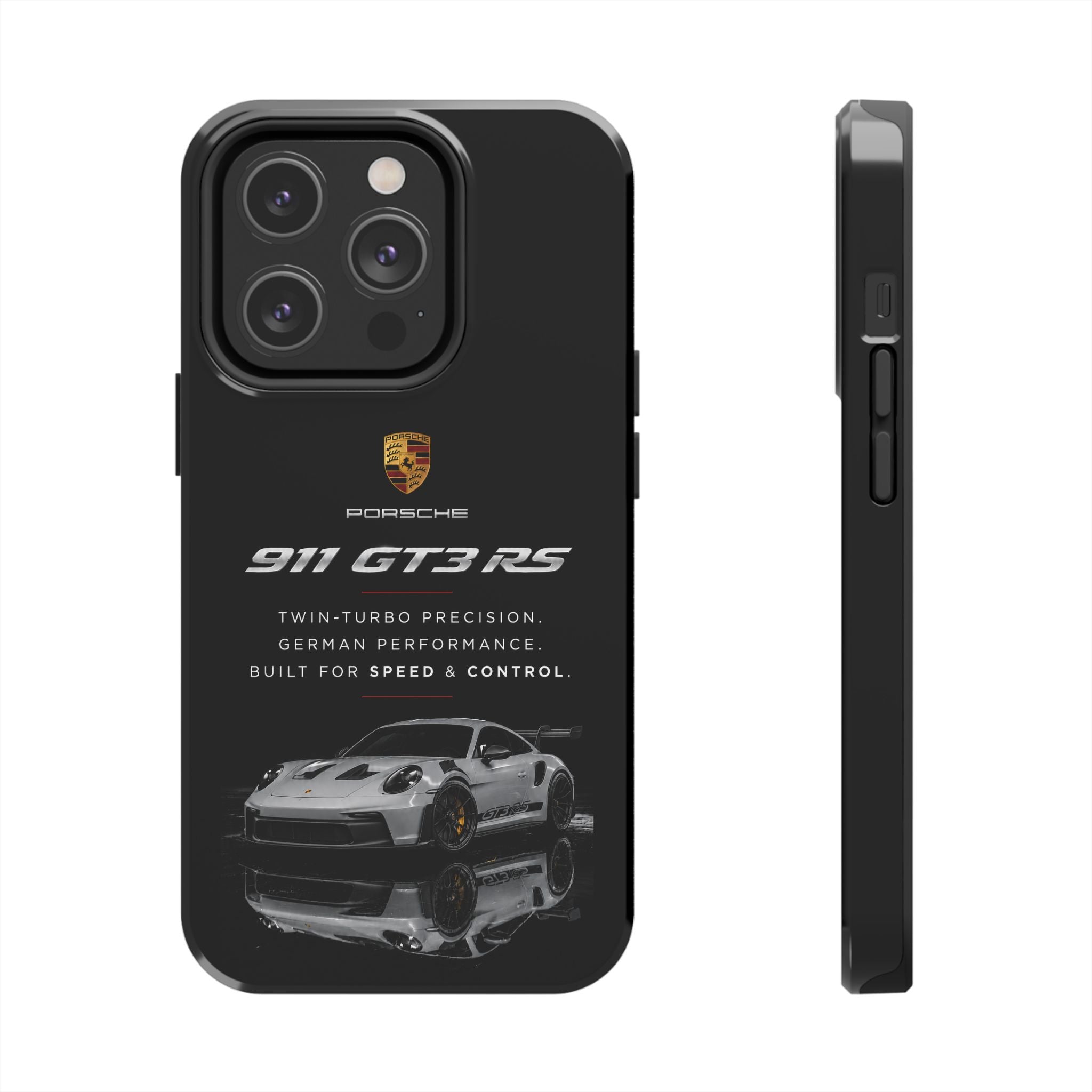 Porsche 911 GT3 RS Tough Phone Case — Black Racing Car Protective Cover