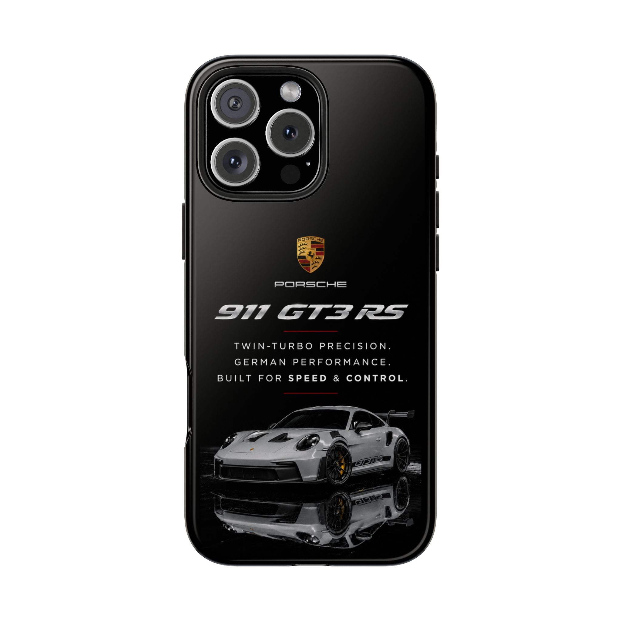 Porsche 911 GT3 RS Tough Phone Case — Black Racing Car Protective Cover
