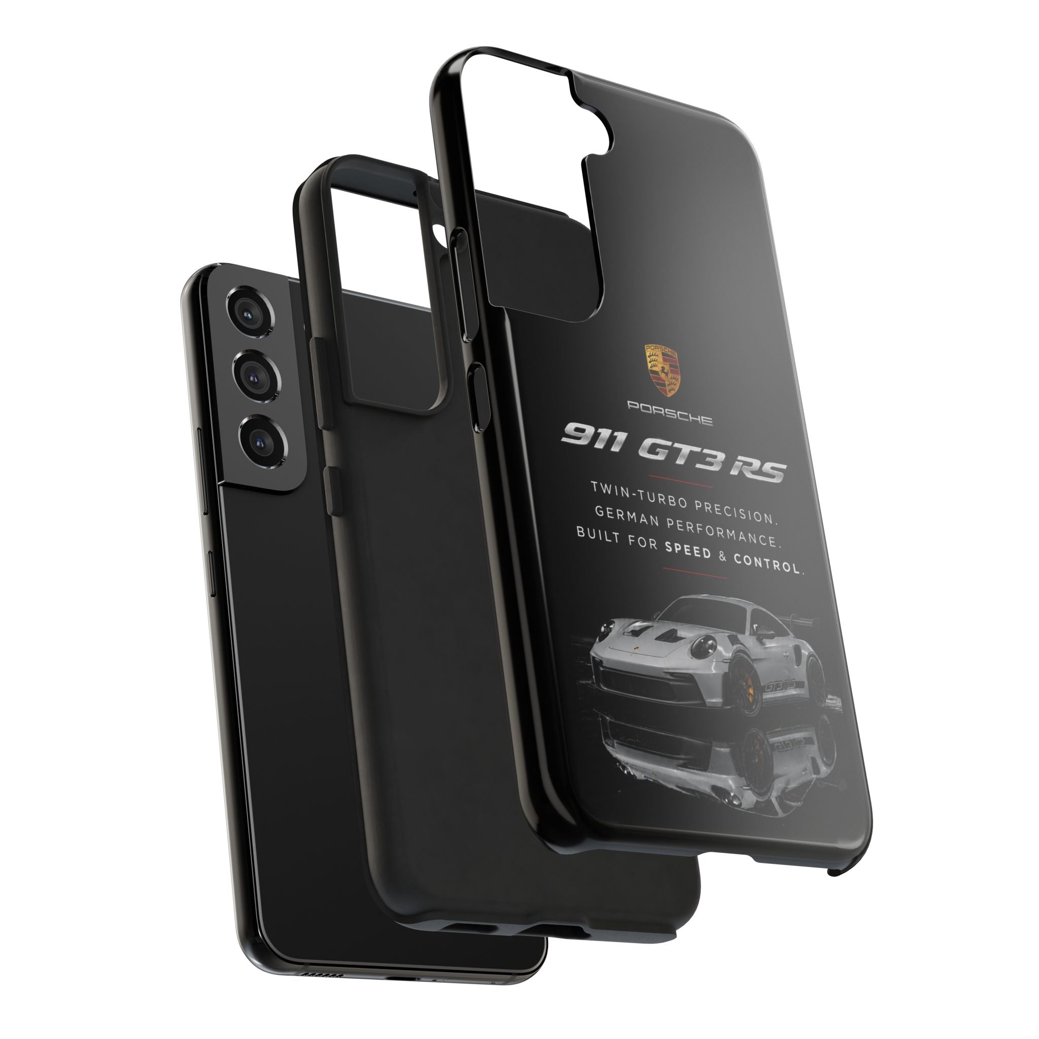 Porsche 911 GT3 RS Tough Phone Case — Black Racing Car Protective Cover