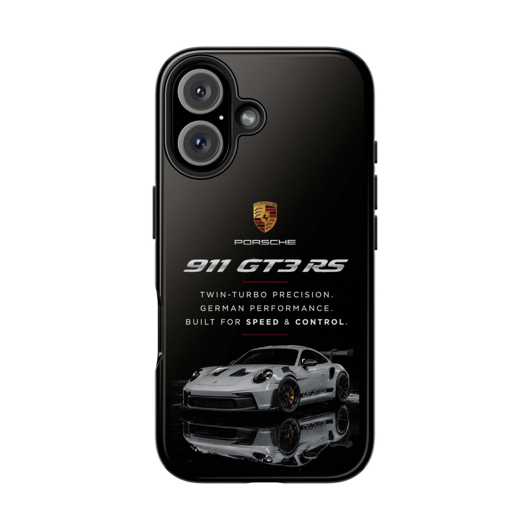 Porsche 911 GT3 RS Tough Phone Case — Black Racing Car Protective Cover