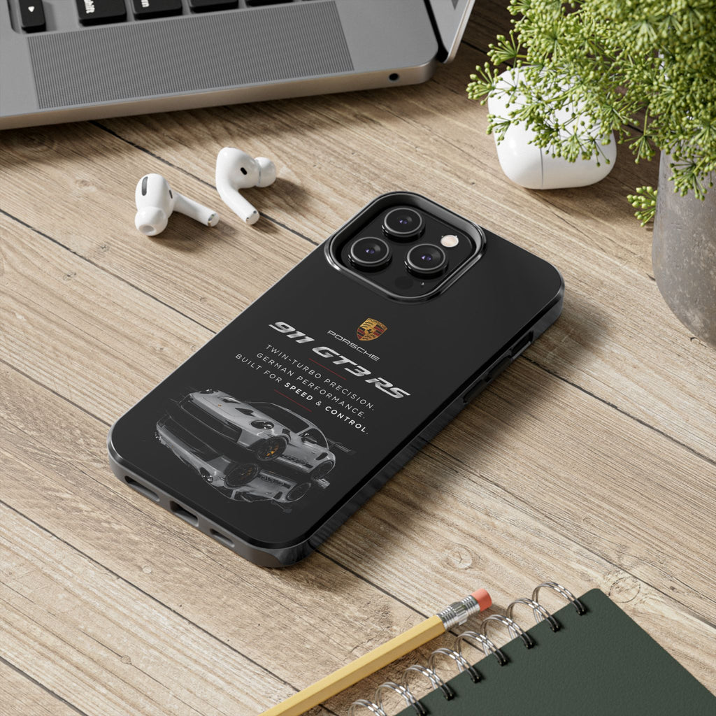 Porsche 911 GT3 RS Tough Phone Case — Black Racing Car Protective Cover