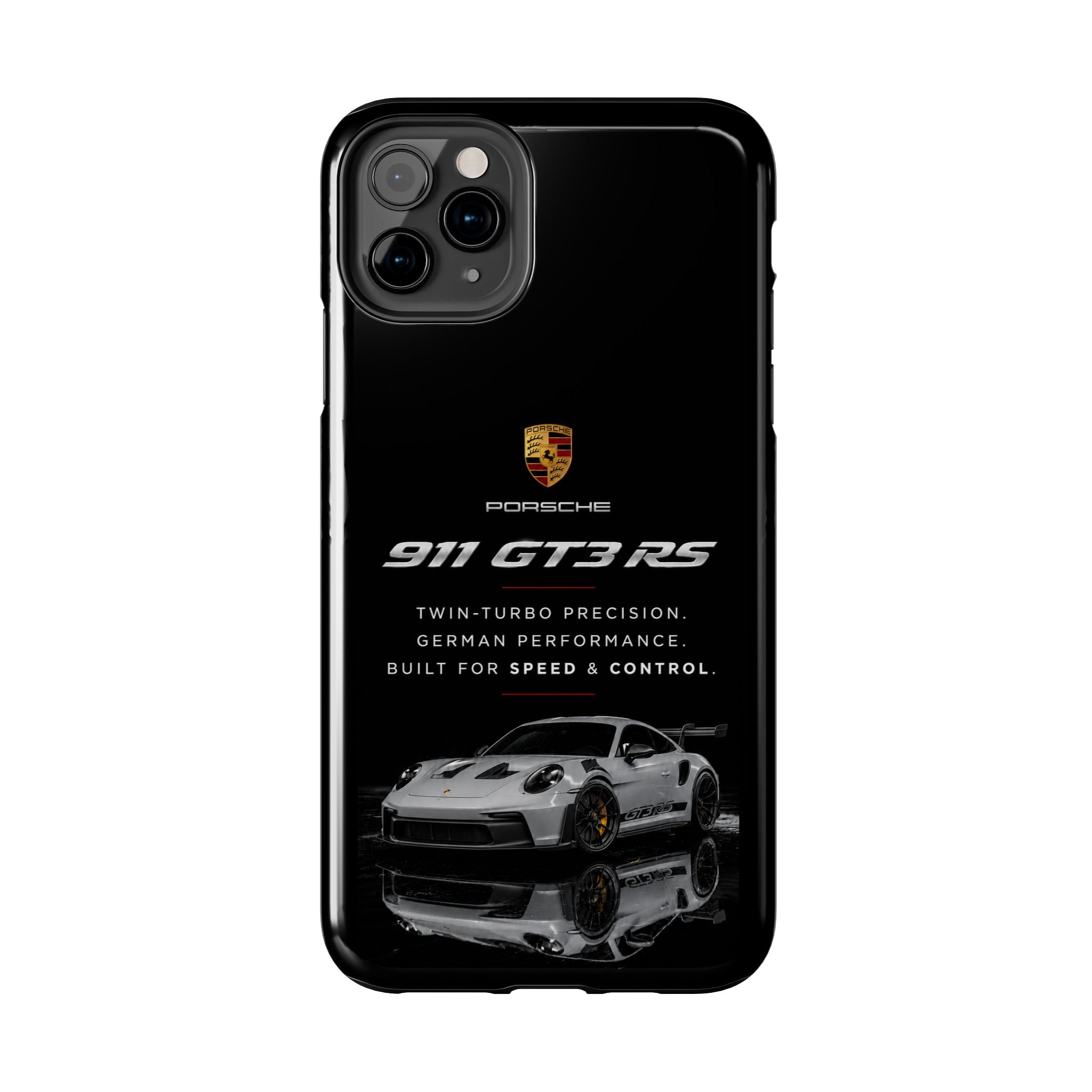 Porsche 911 GT3 RS Tough Phone Case — Black Racing Car Protective Cover