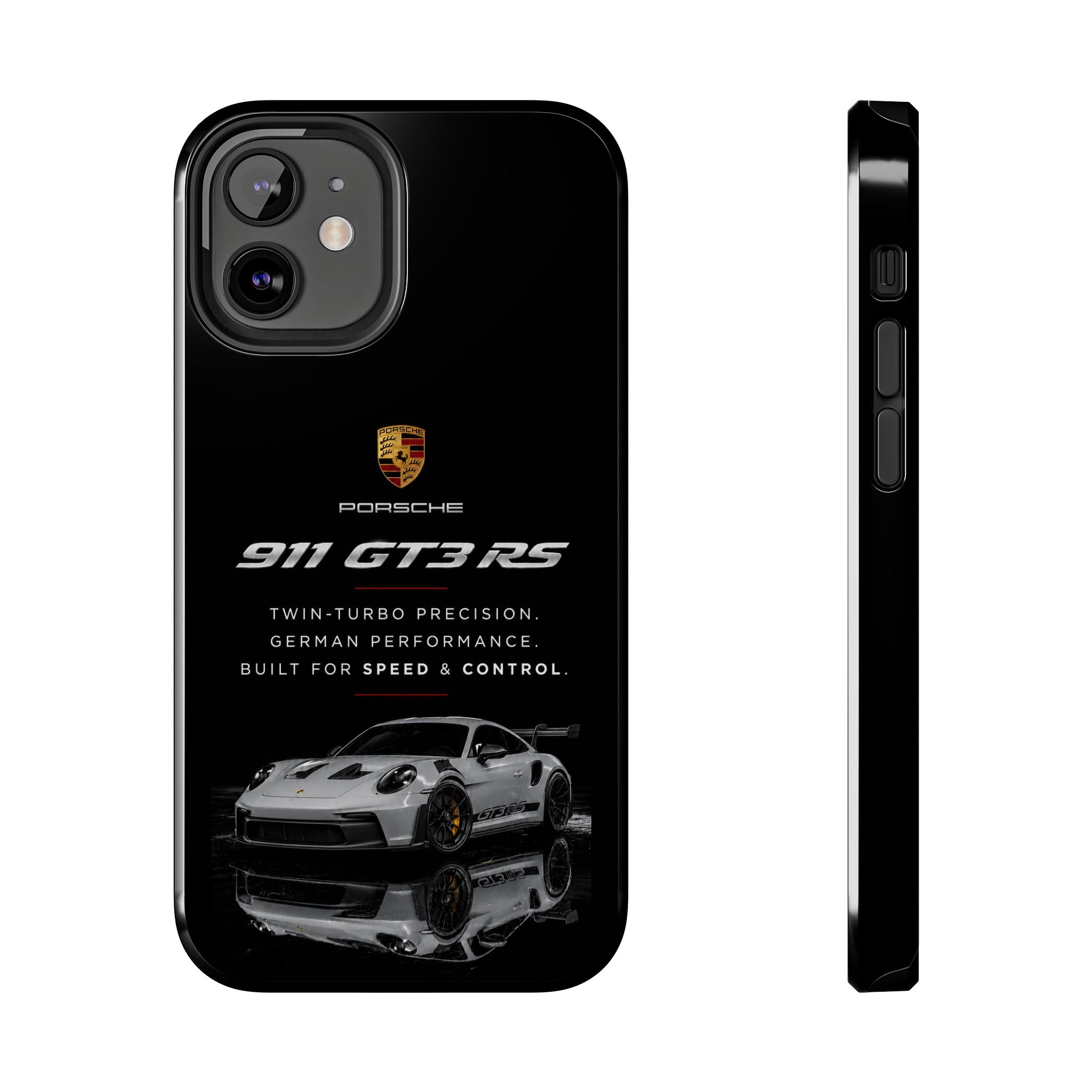 Porsche 911 GT3 RS Tough Phone Case — Black Racing Car Protective Cover