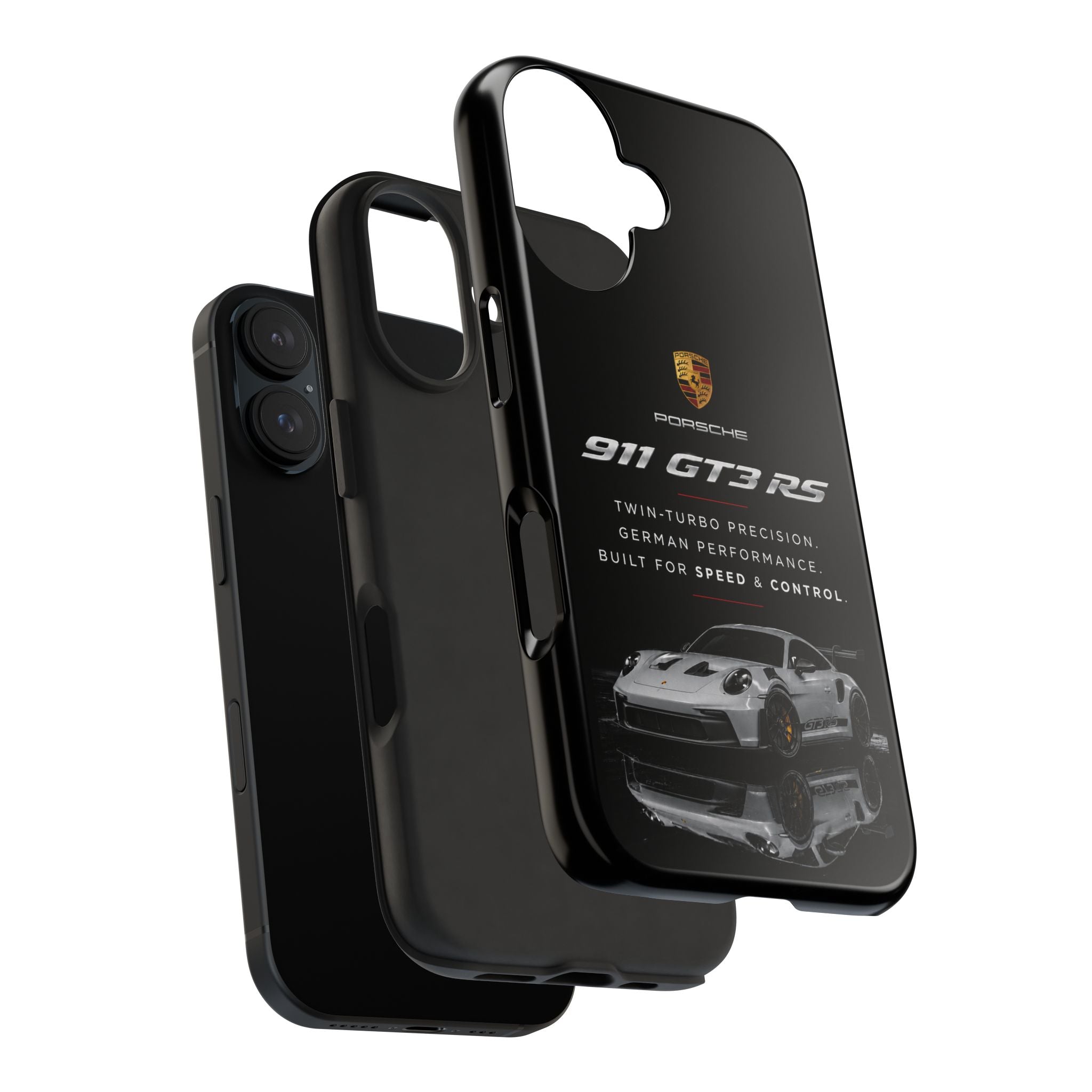 Porsche 911 GT3 RS Tough Phone Case — Black Racing Car Protective Cover