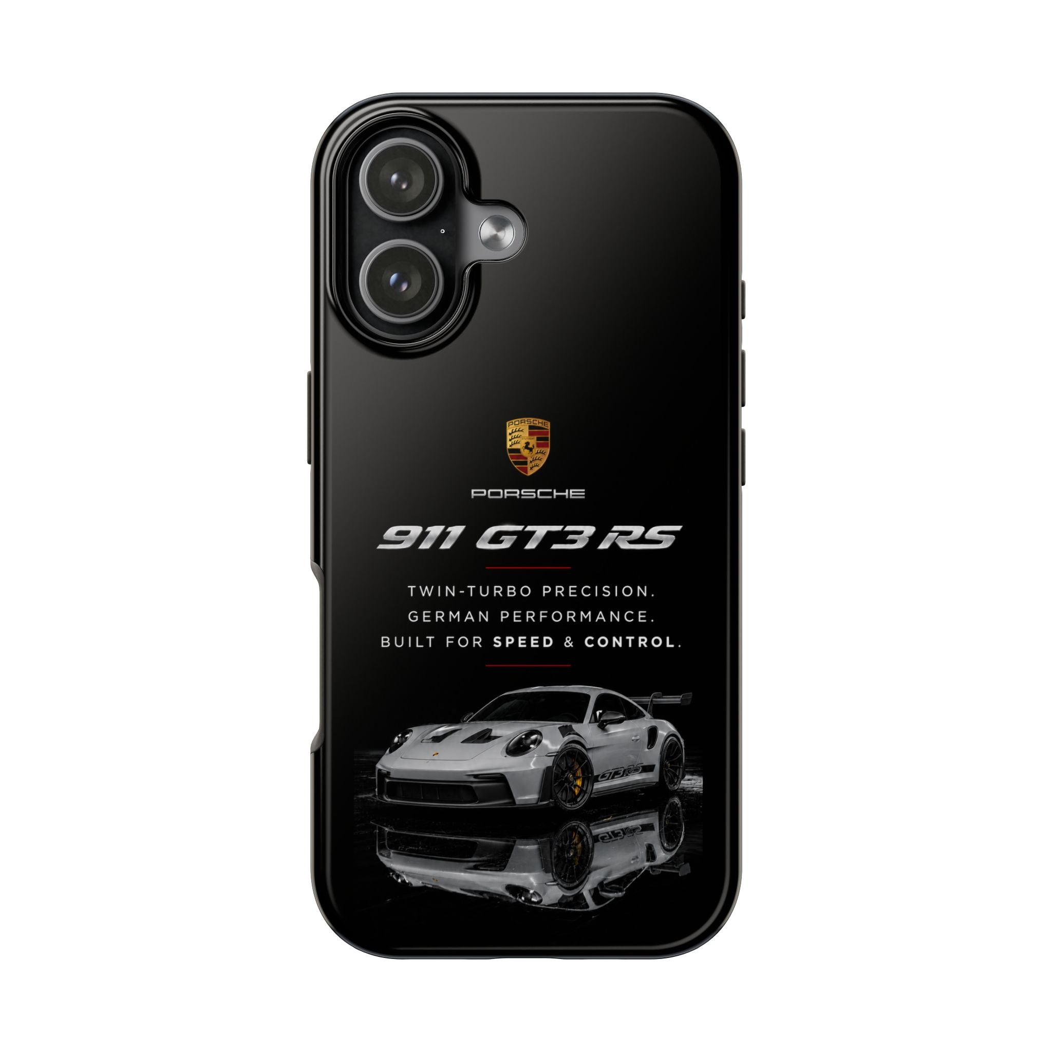 Porsche 911 GT3 RS Tough Phone Case — Black Racing Car Protective Cover