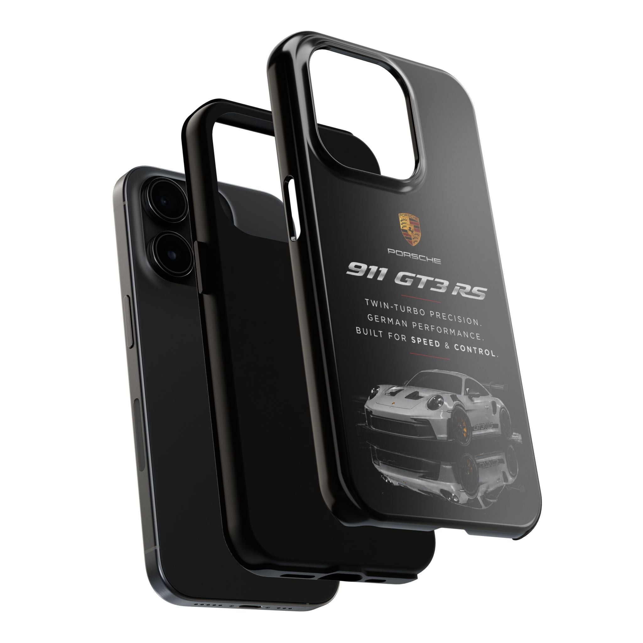 Porsche 911 GT3 RS Tough Phone Case — Black Racing Car Protective Cover