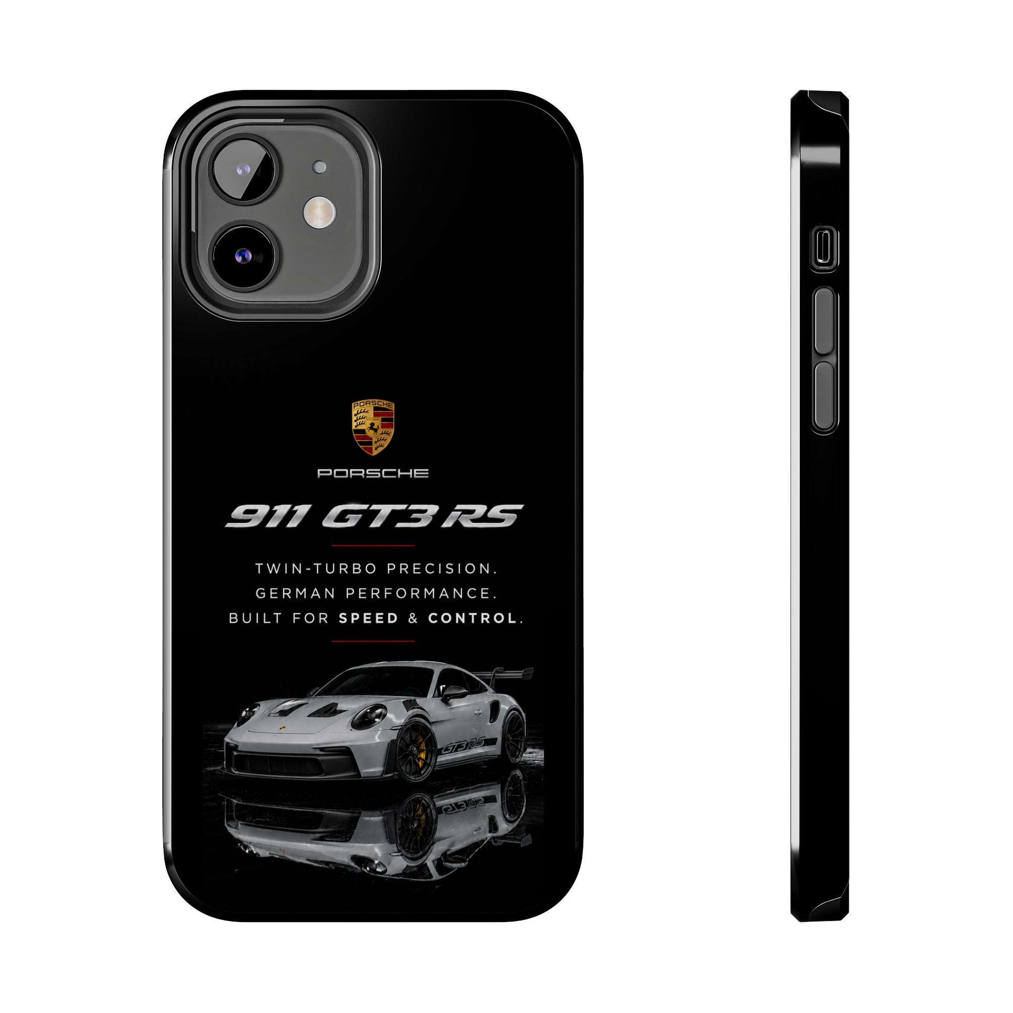 Porsche 911 GT3 RS Tough Phone Case — Black Racing Car Protective Cover