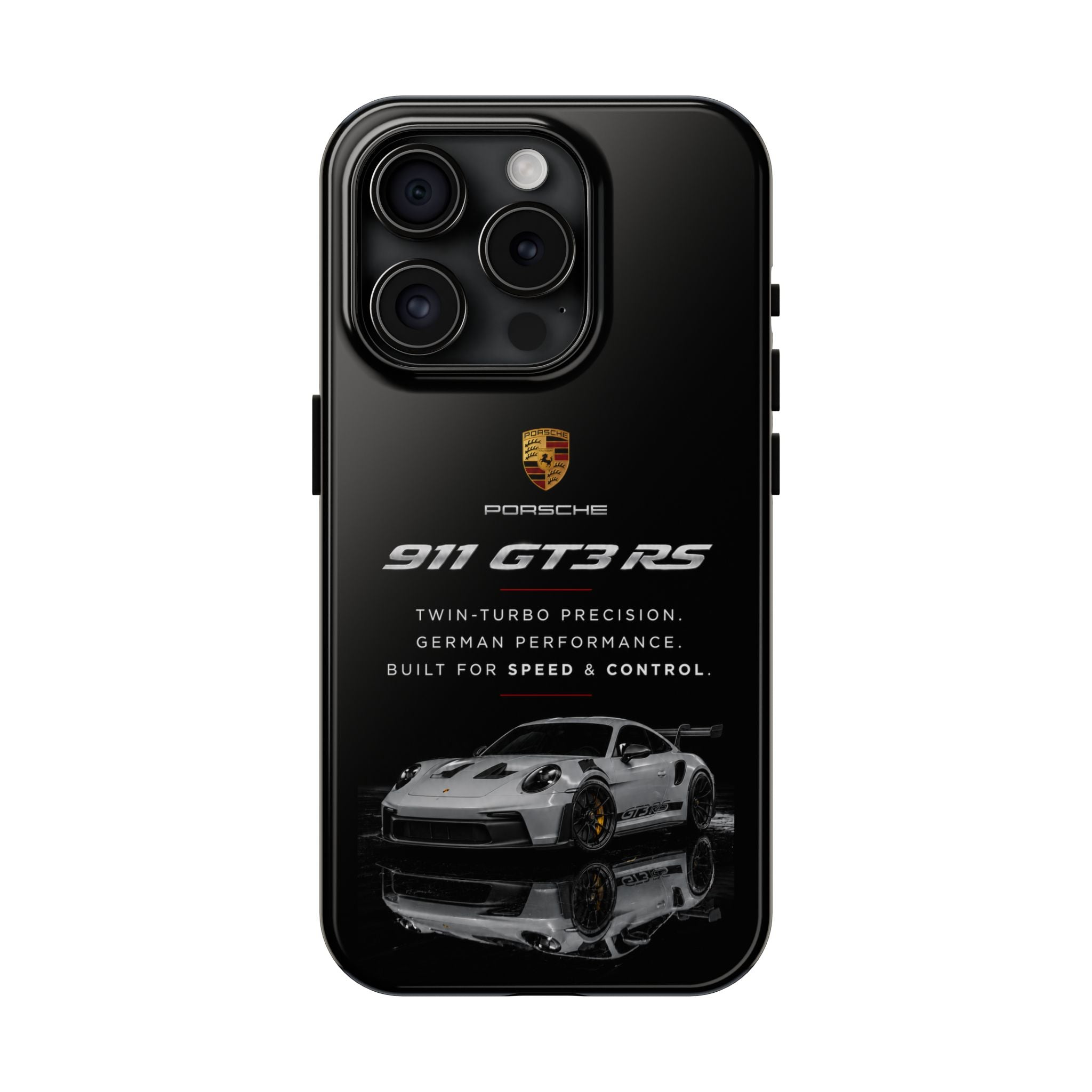 Porsche 911 GT3 RS Tough Phone Case — Black Racing Car Protective Cover