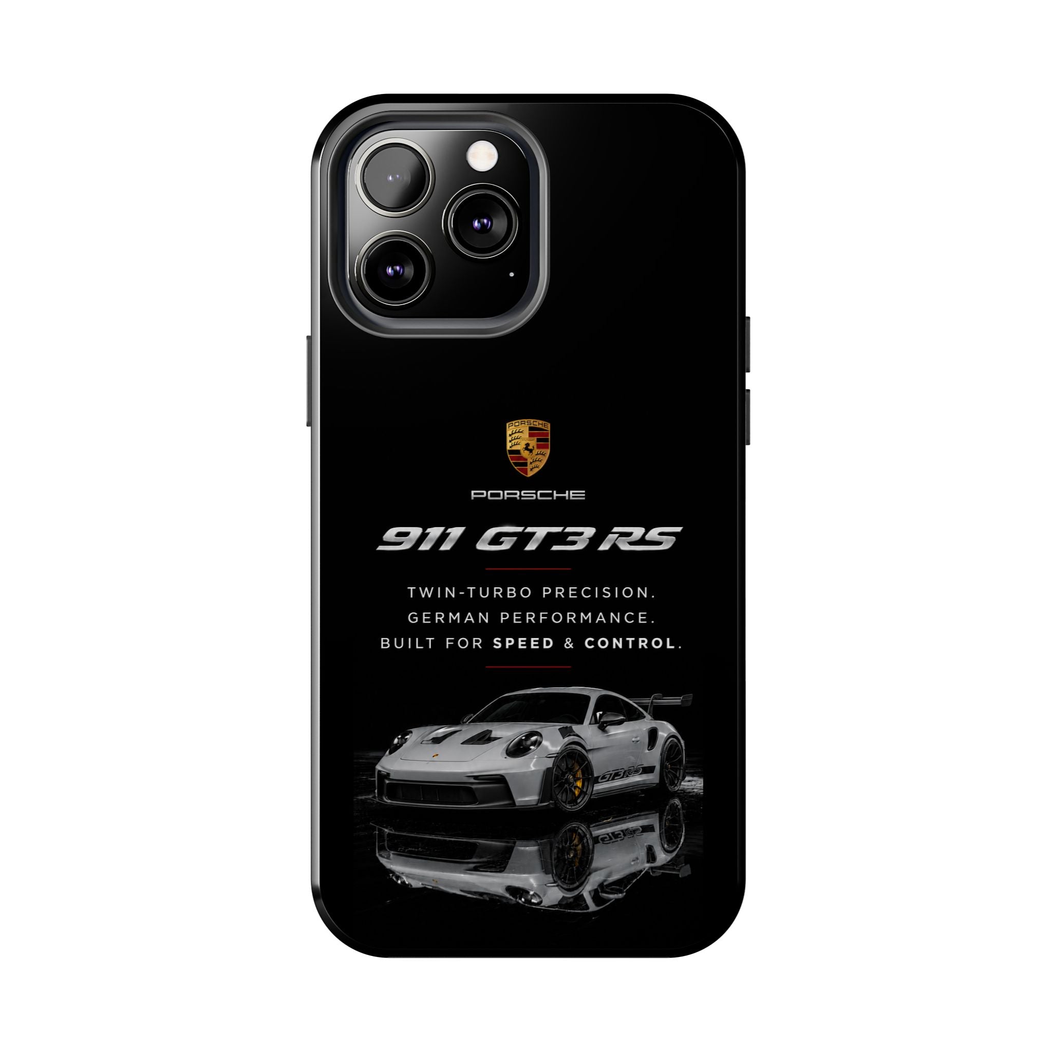 Porsche 911 GT3 RS Tough Phone Case — Black Racing Car Protective Cover