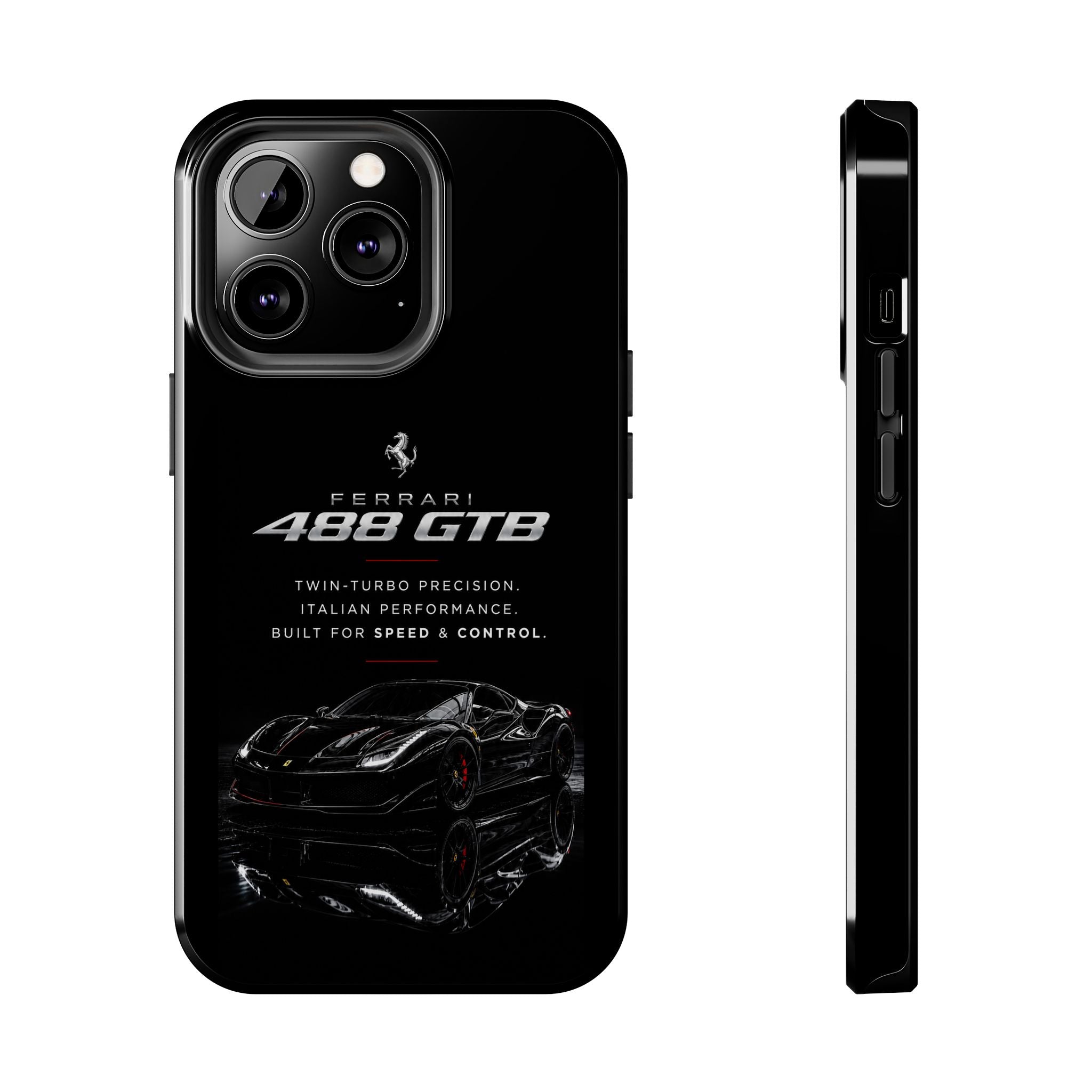 Ferrari 488 GTB Black Sports Car Tough Phone Case