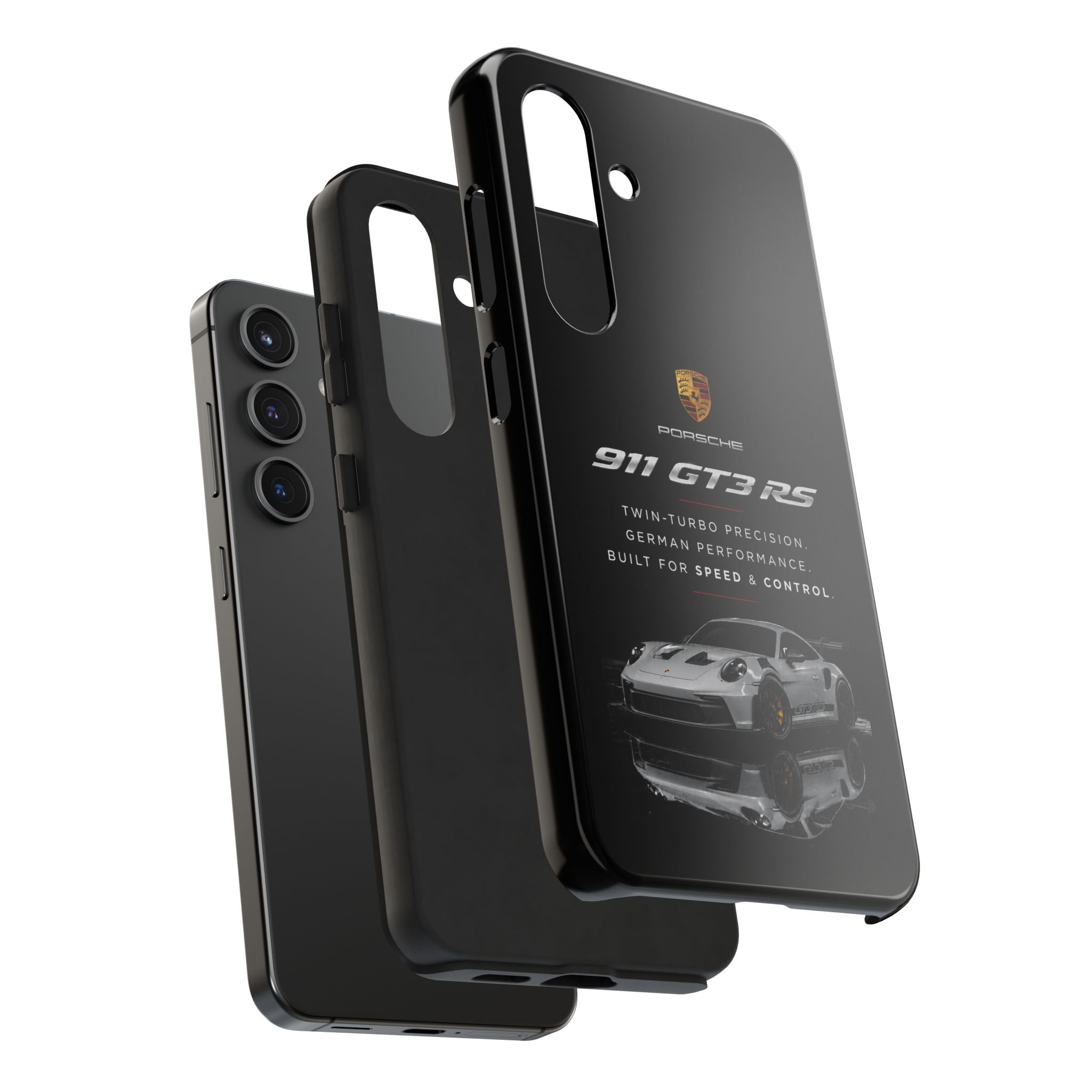 Porsche 911 GT3 RS Tough Phone Case — Black Racing Car Protective Cover