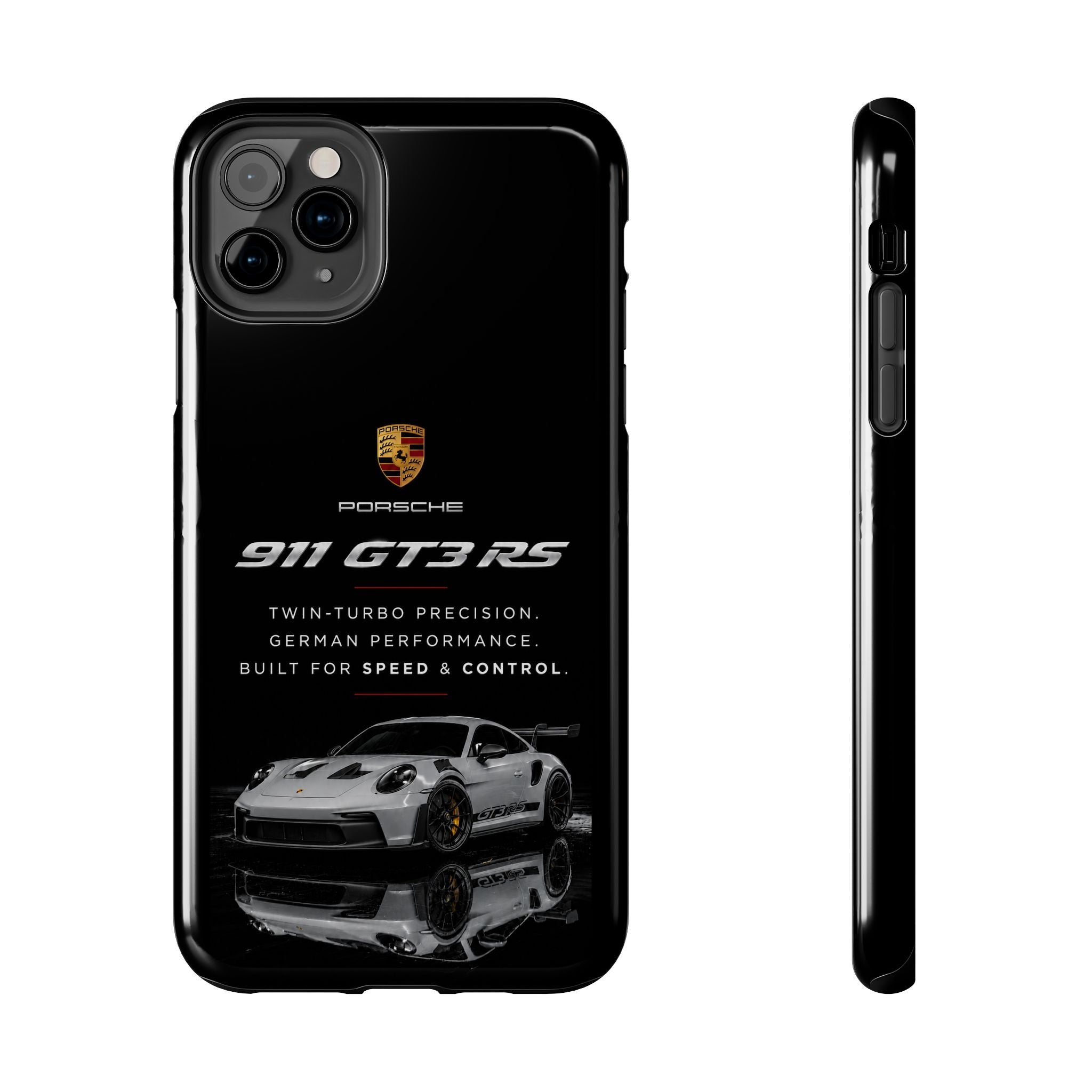 Porsche 911 GT3 RS Tough Phone Case — Black Racing Car Protective Cover