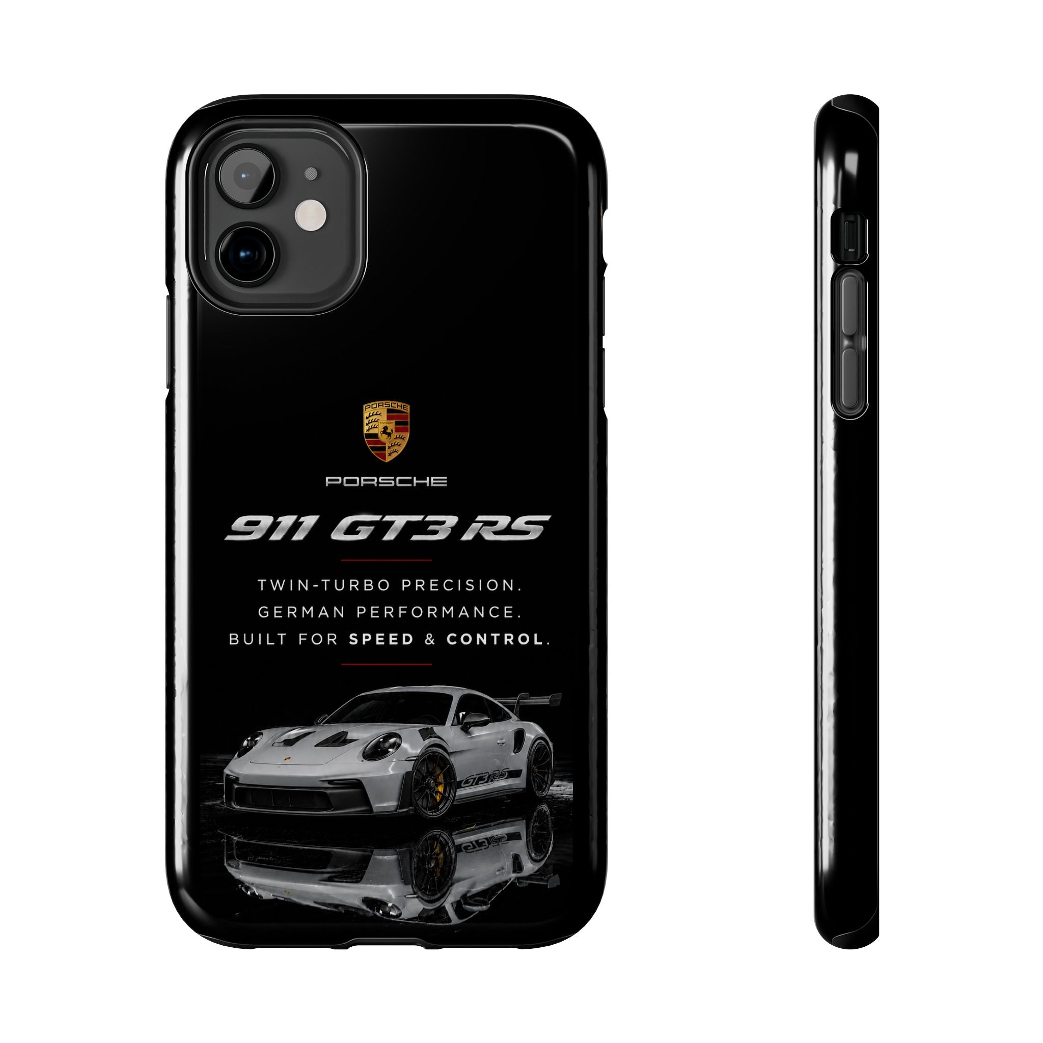 Porsche 911 GT3 RS Tough Phone Case — Black Racing Car Protective Cover