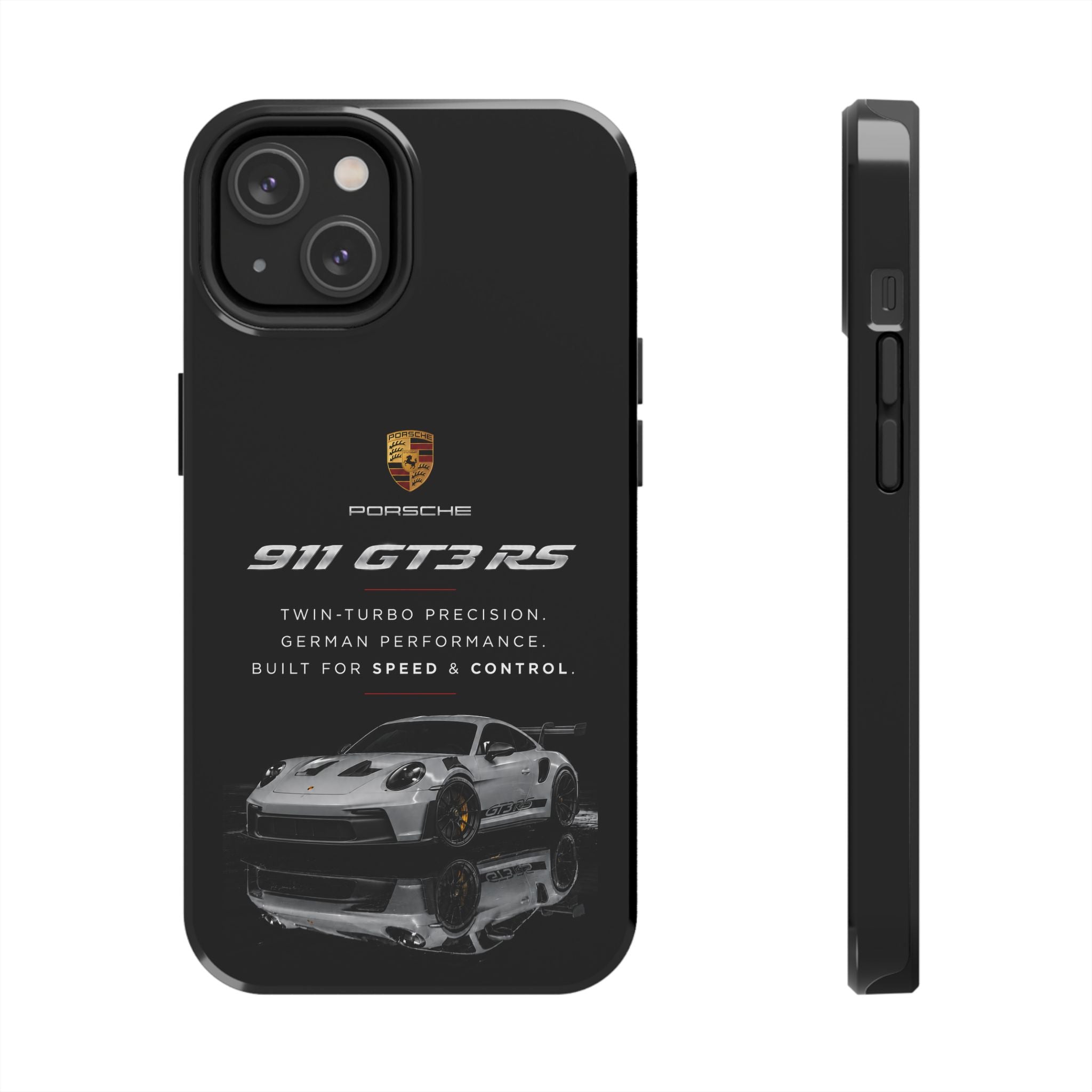 Porsche 911 GT3 RS Tough Phone Case — Black Racing Car Protective Cover