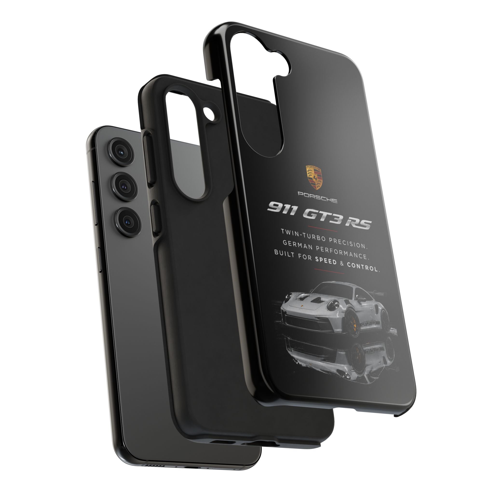 Porsche 911 GT3 RS Tough Phone Case — Black Racing Car Protective Cover