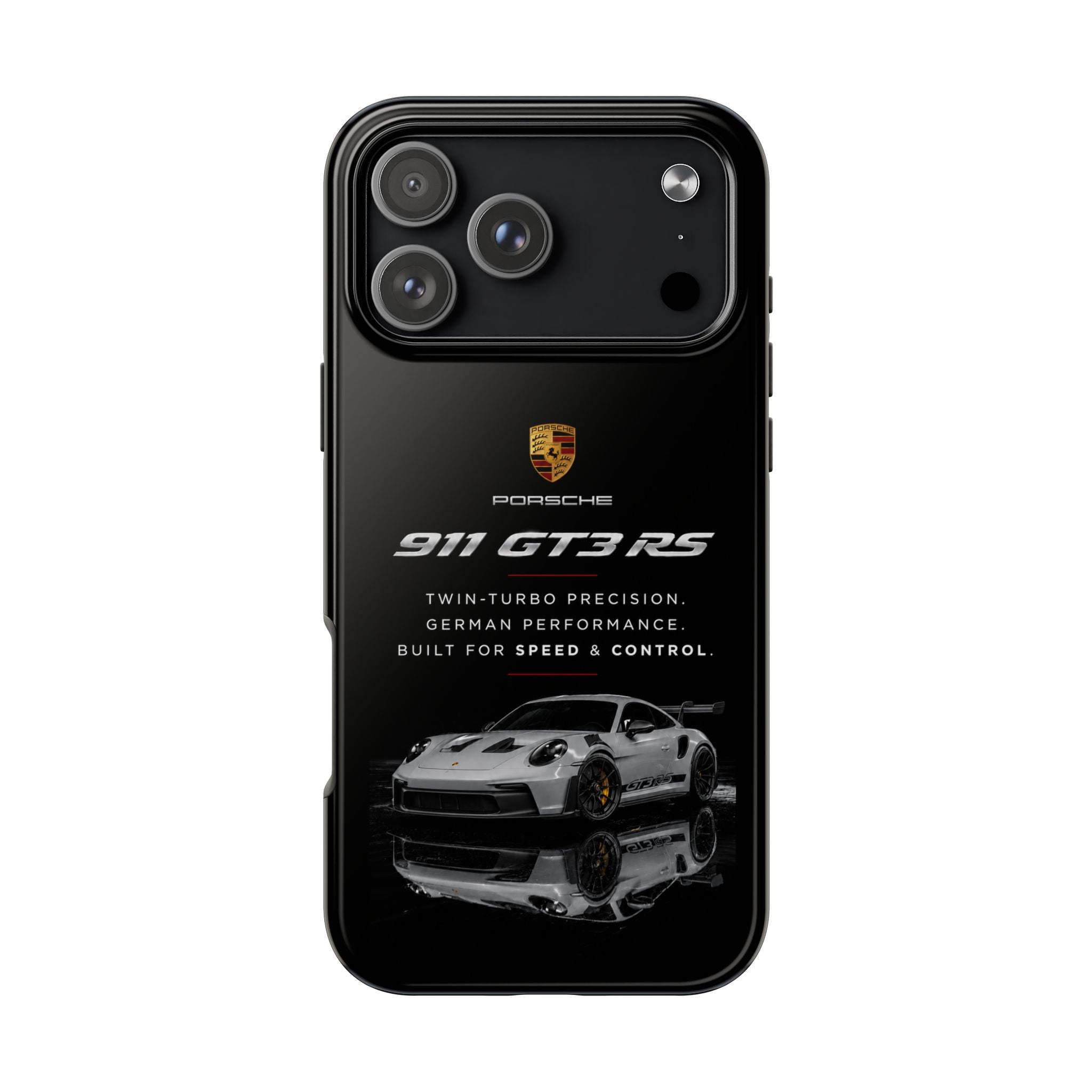 Porsche 911 GT3 RS Tough Phone Case — Black Racing Car Protective Cover