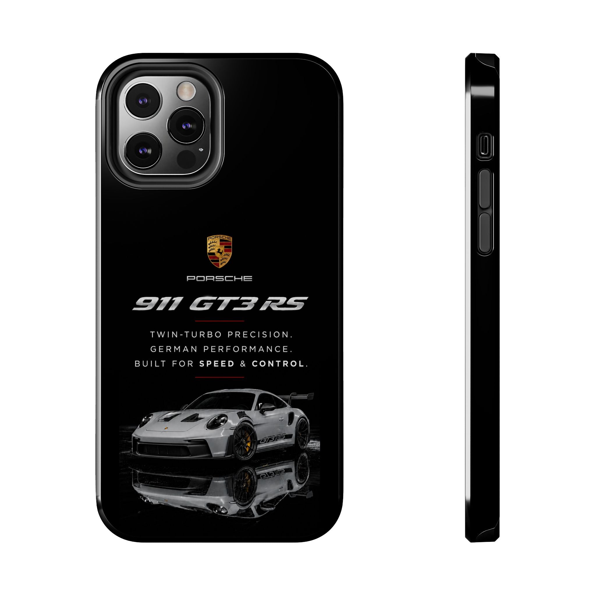 Porsche 911 GT3 RS Tough Phone Case — Black Racing Car Protective Cover