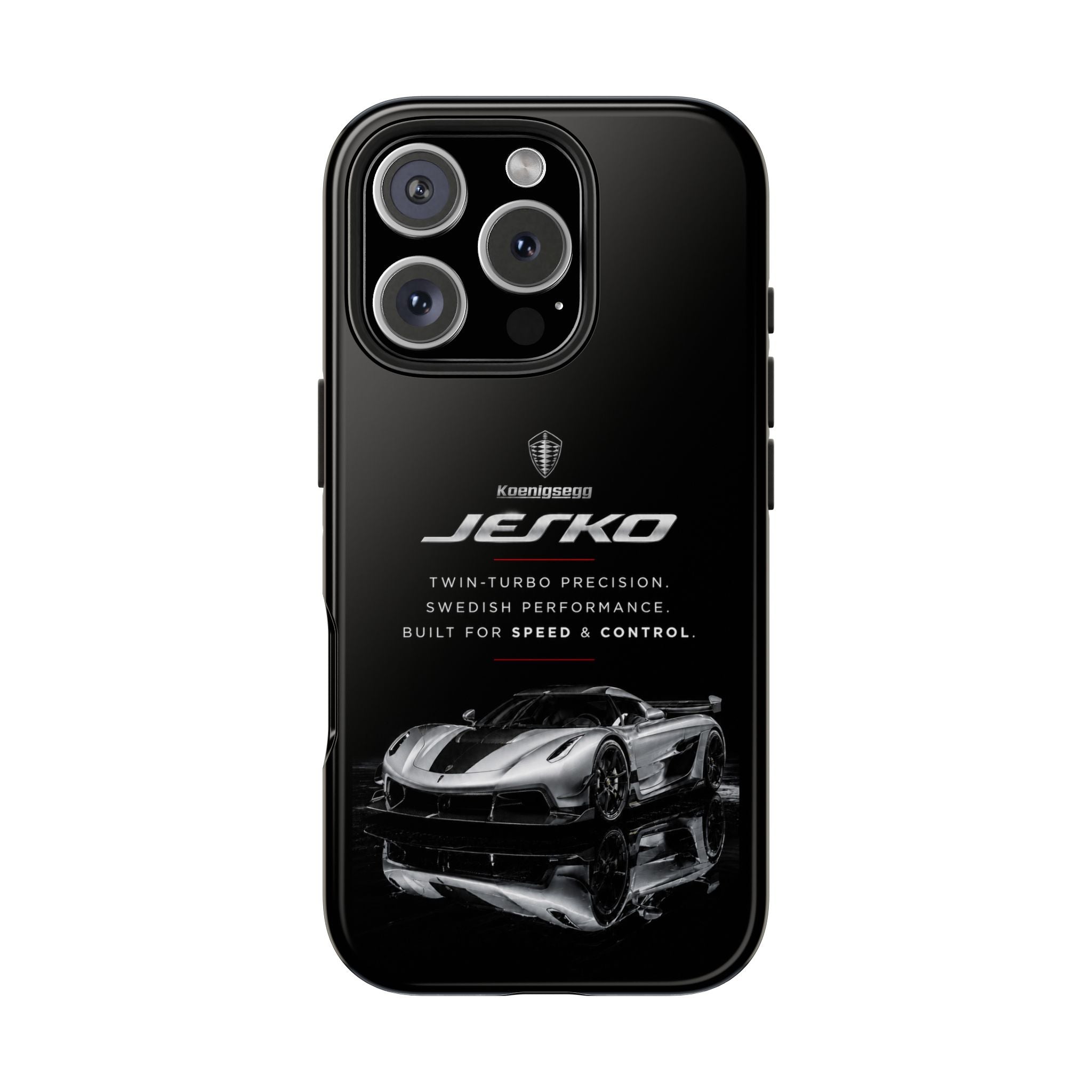 Koenigsegg Jesko Reflective Supercar Tough Phone Case — Luxury Sports Car iPhone Cover