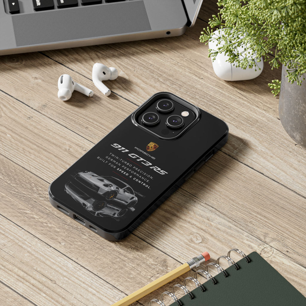 Porsche 911 GT3 RS Tough Phone Case — Black Racing Car Protective Cover