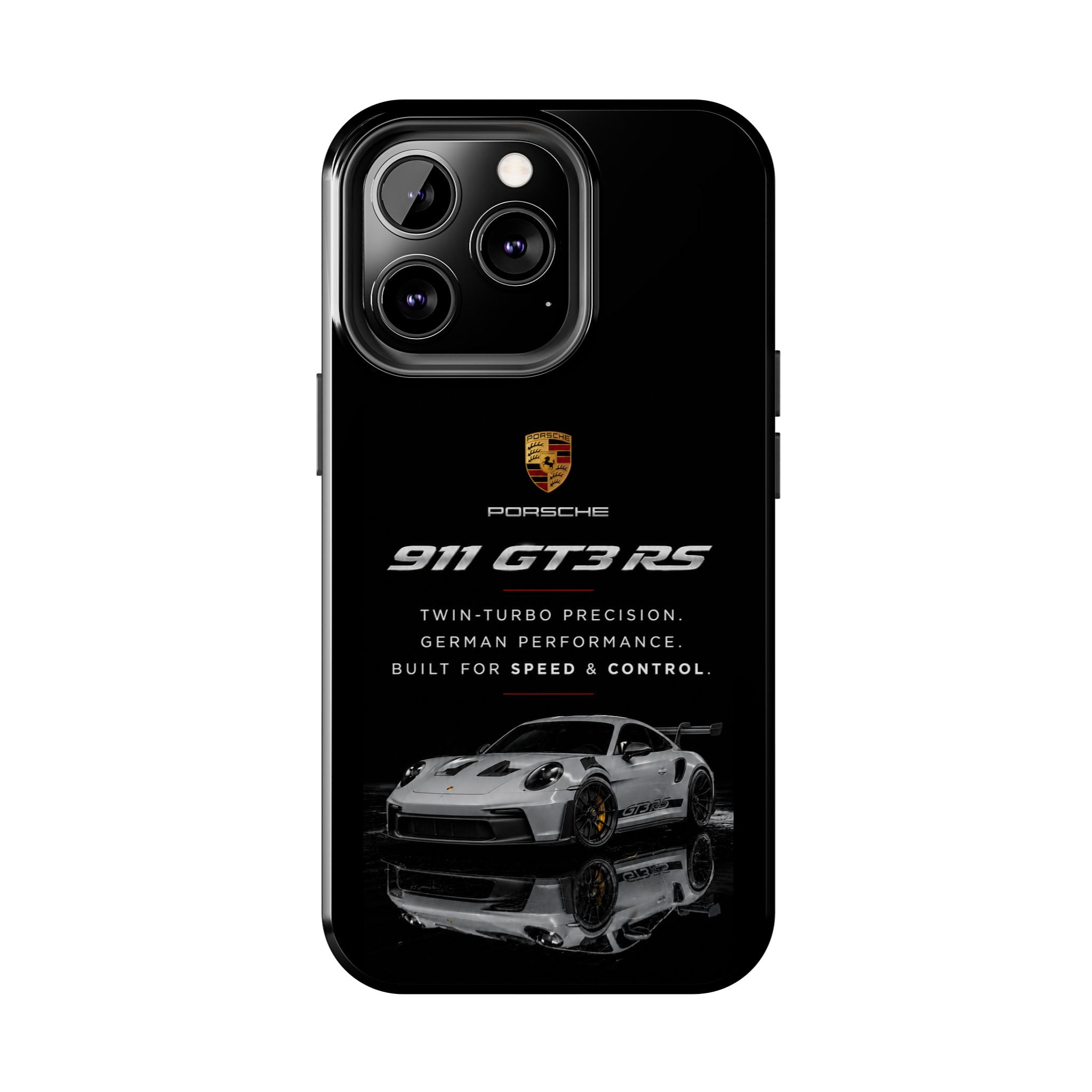 Porsche 911 GT3 RS Tough Phone Case — Black Racing Car Protective Cover