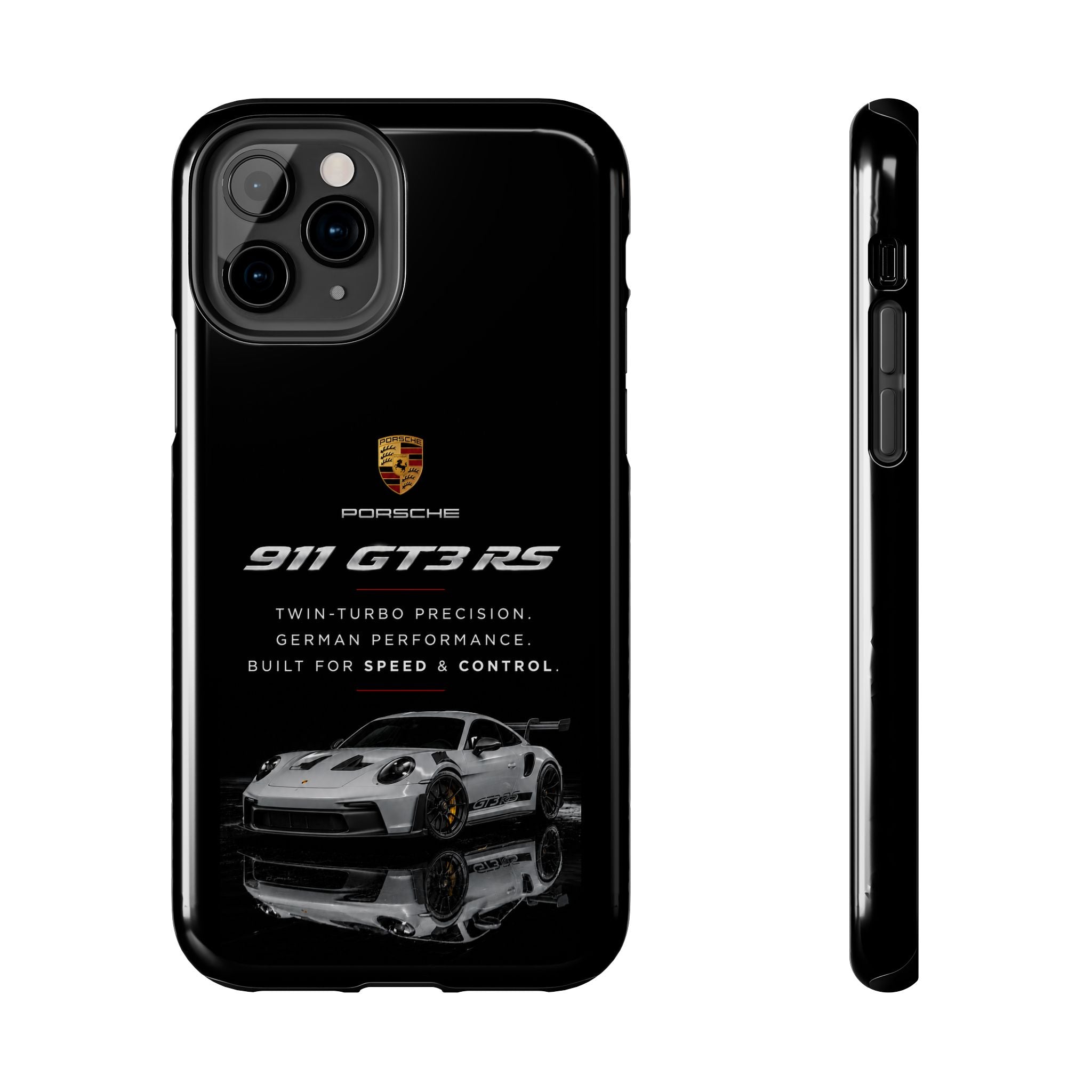 Porsche 911 GT3 RS Tough Phone Case — Black Racing Car Protective Cover