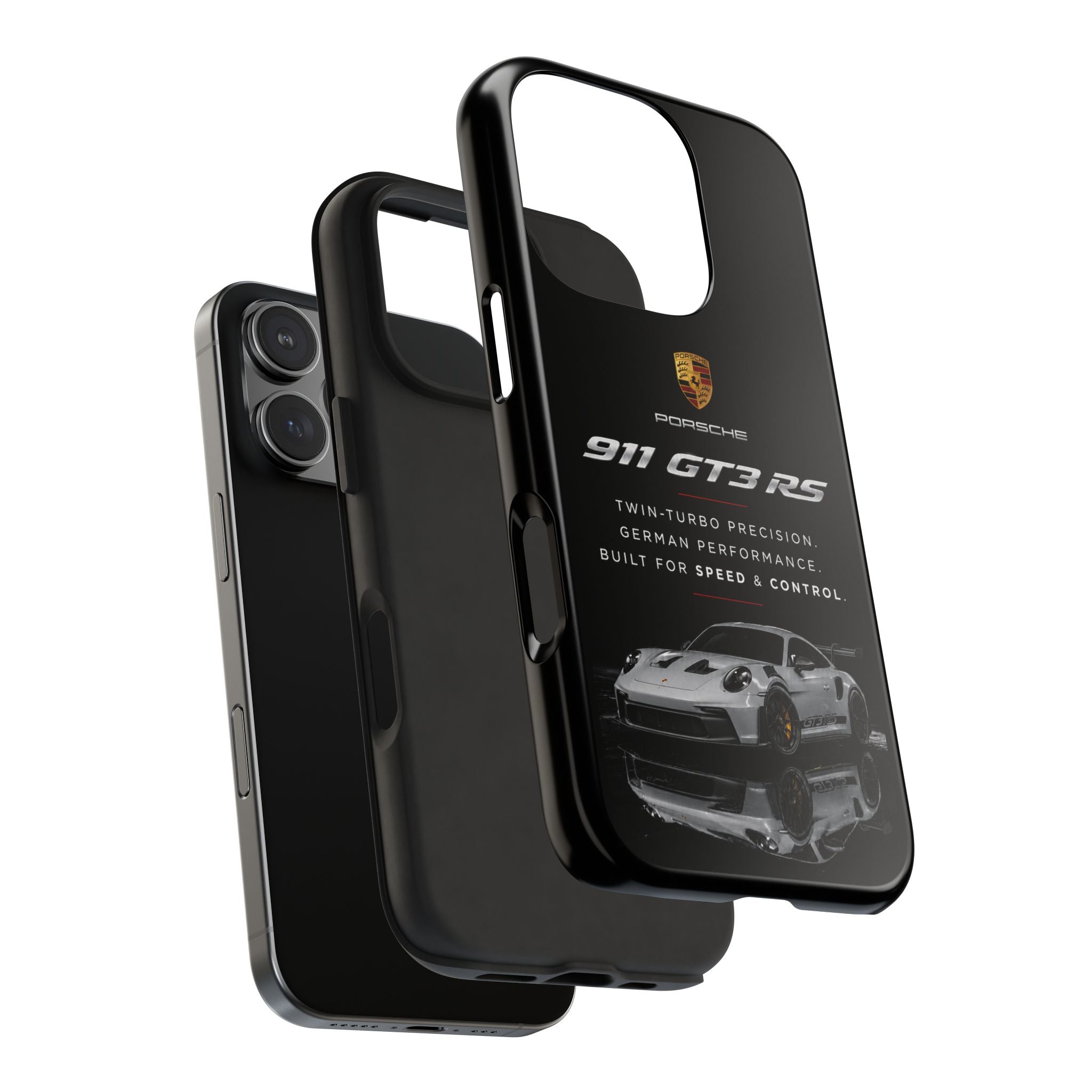 Porsche 911 GT3 RS Tough Phone Case — Black Racing Car Protective Cover