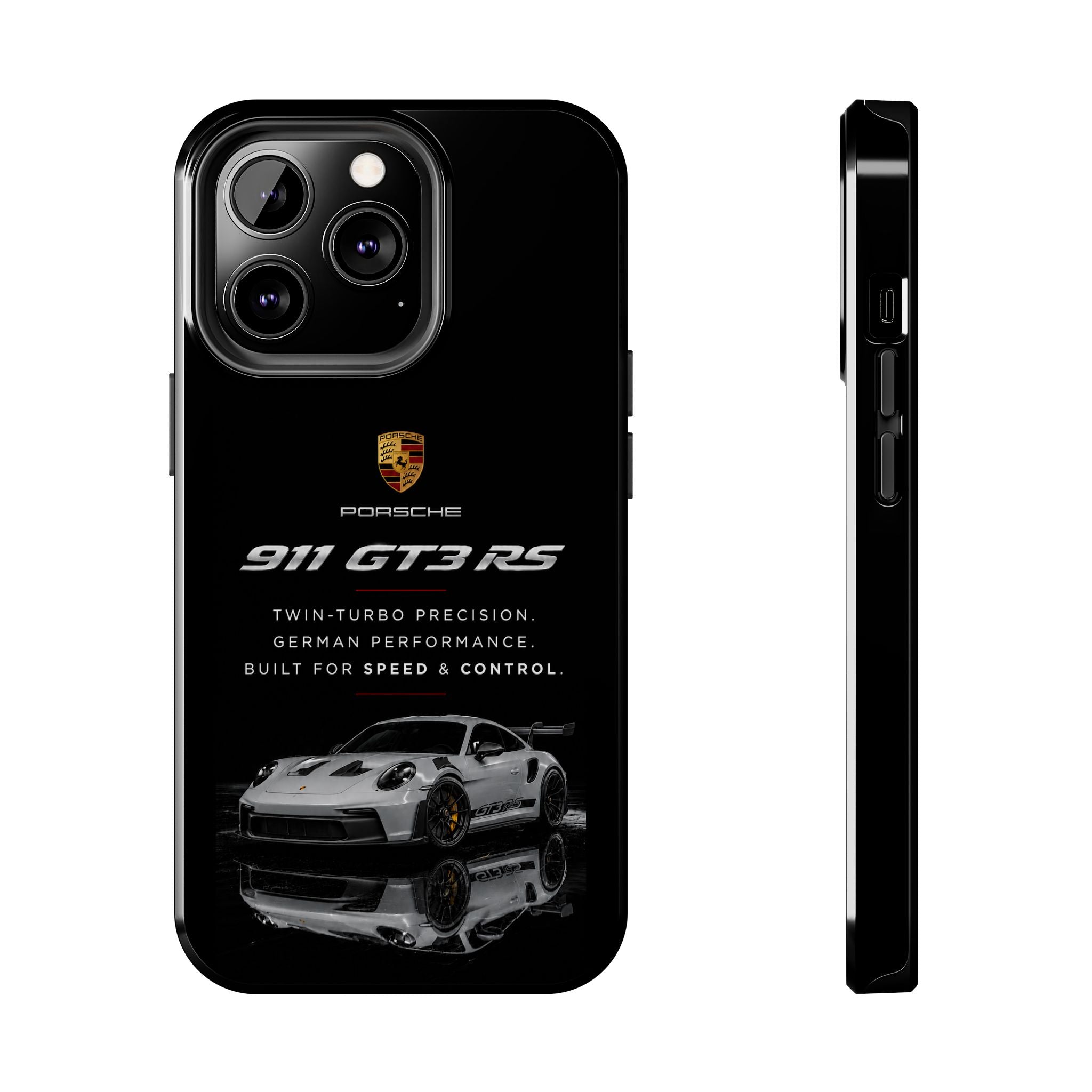 Porsche 911 GT3 RS Tough Phone Case — Black Racing Car Protective Cover