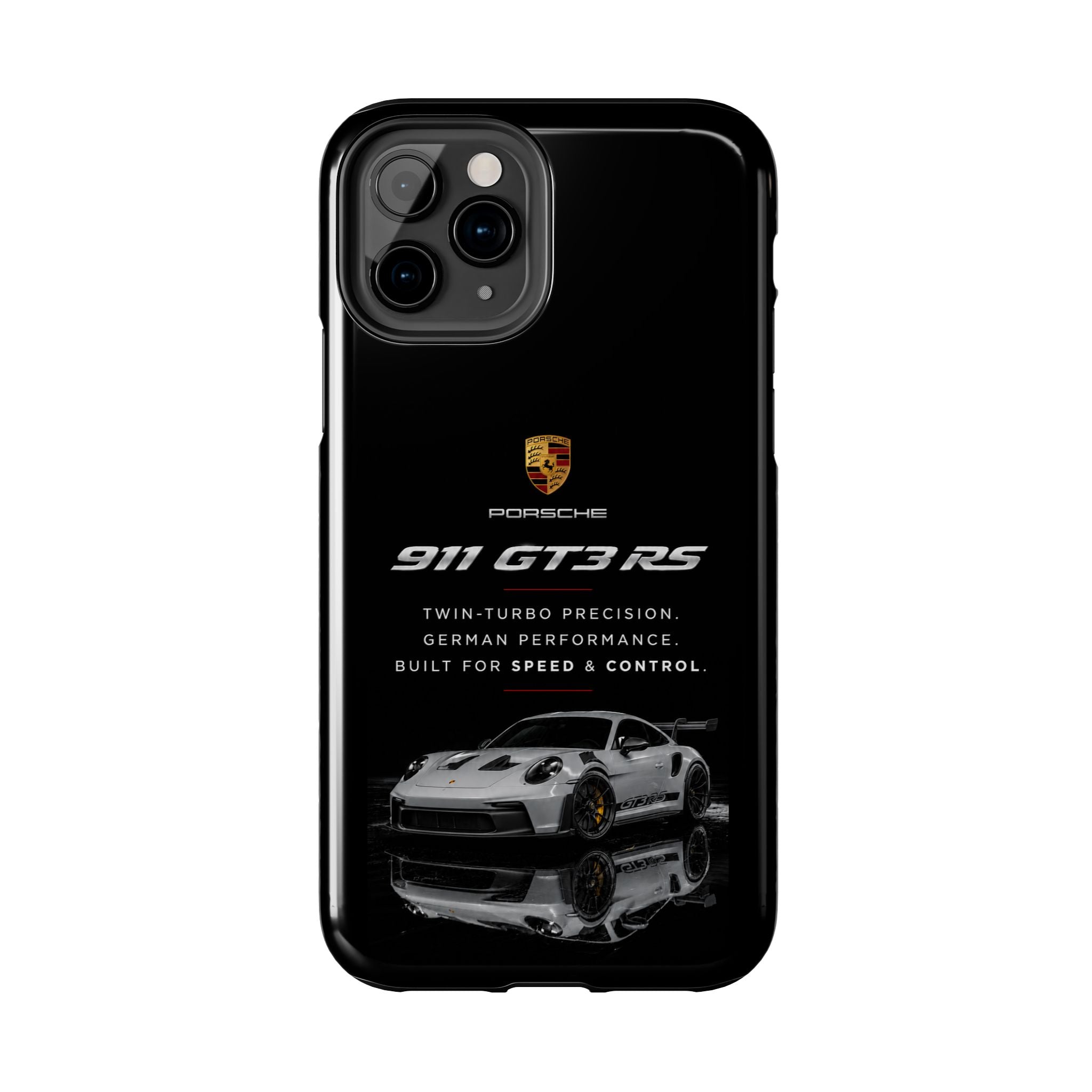 Porsche 911 GT3 RS Tough Phone Case — Black Racing Car Protective Cover