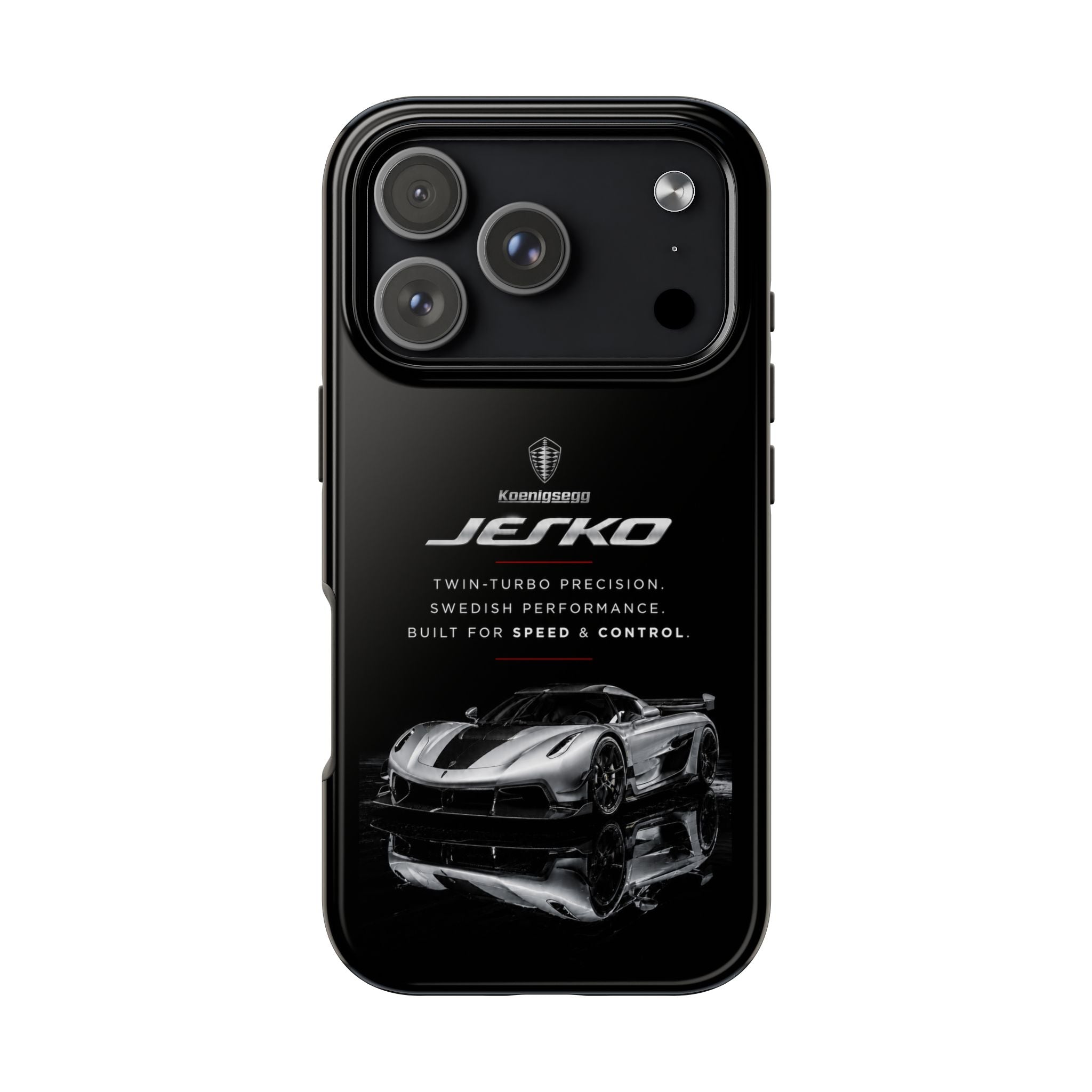 Koenigsegg Jesko Reflective Supercar Tough Phone Case — Luxury Sports Car iPhone Cover
