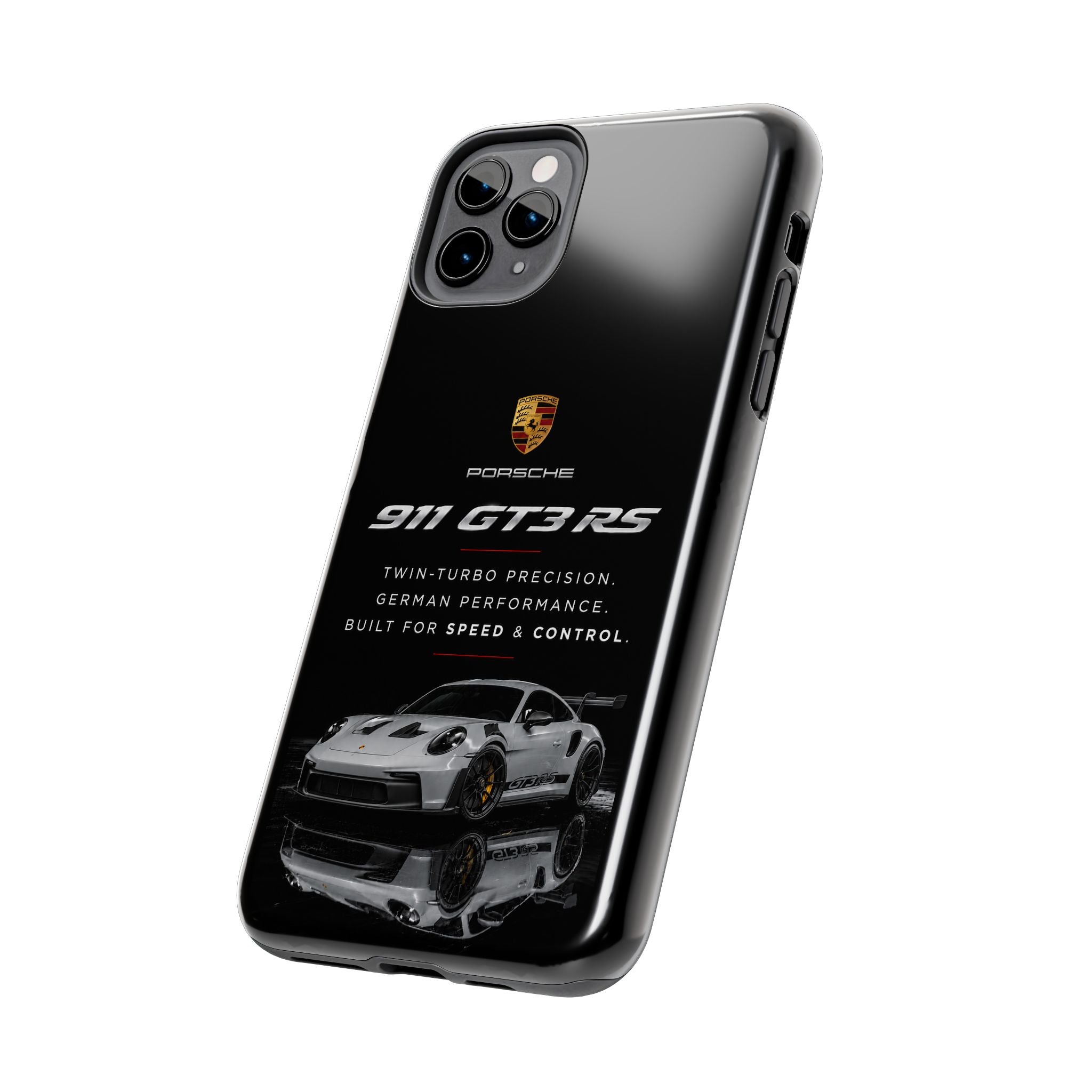 Porsche 911 GT3 RS Tough Phone Case — Black Racing Car Protective Cover