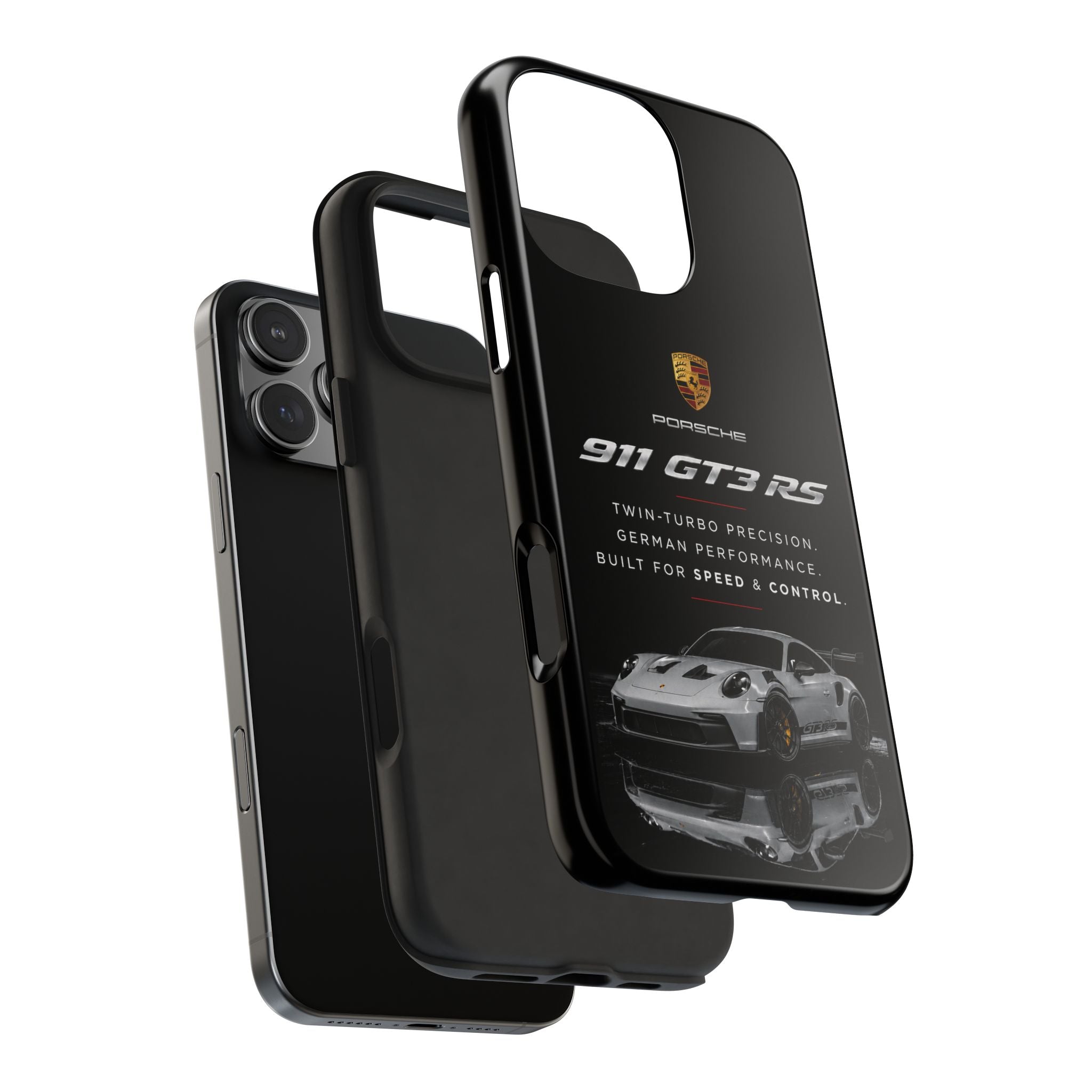 Porsche 911 GT3 RS Tough Phone Case — Black Racing Car Protective Cover