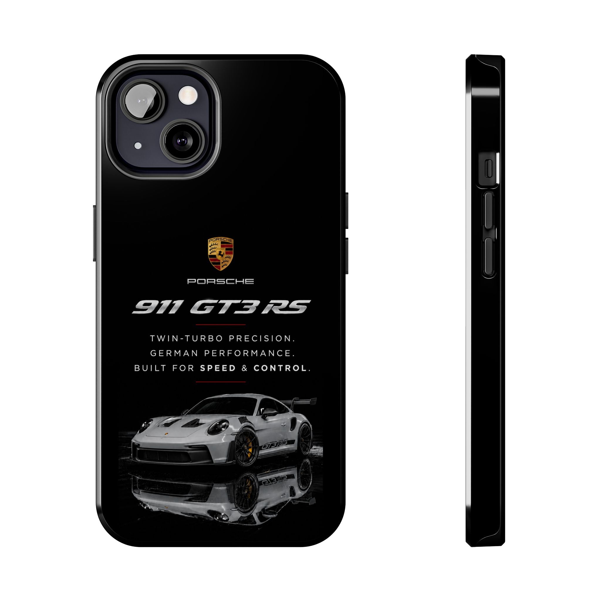 Porsche 911 GT3 RS Tough Phone Case — Black Racing Car Protective Cover