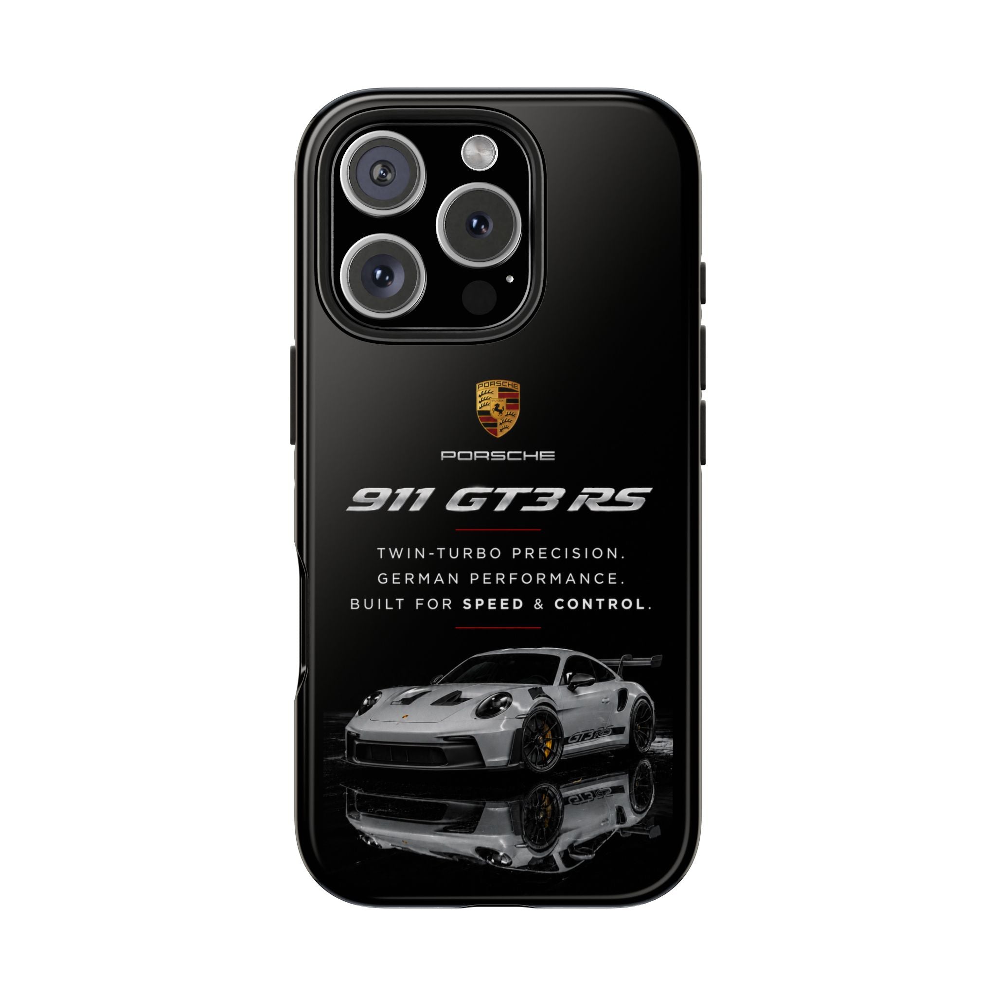 Porsche 911 GT3 RS Tough Phone Case — Black Racing Car Protective Cover