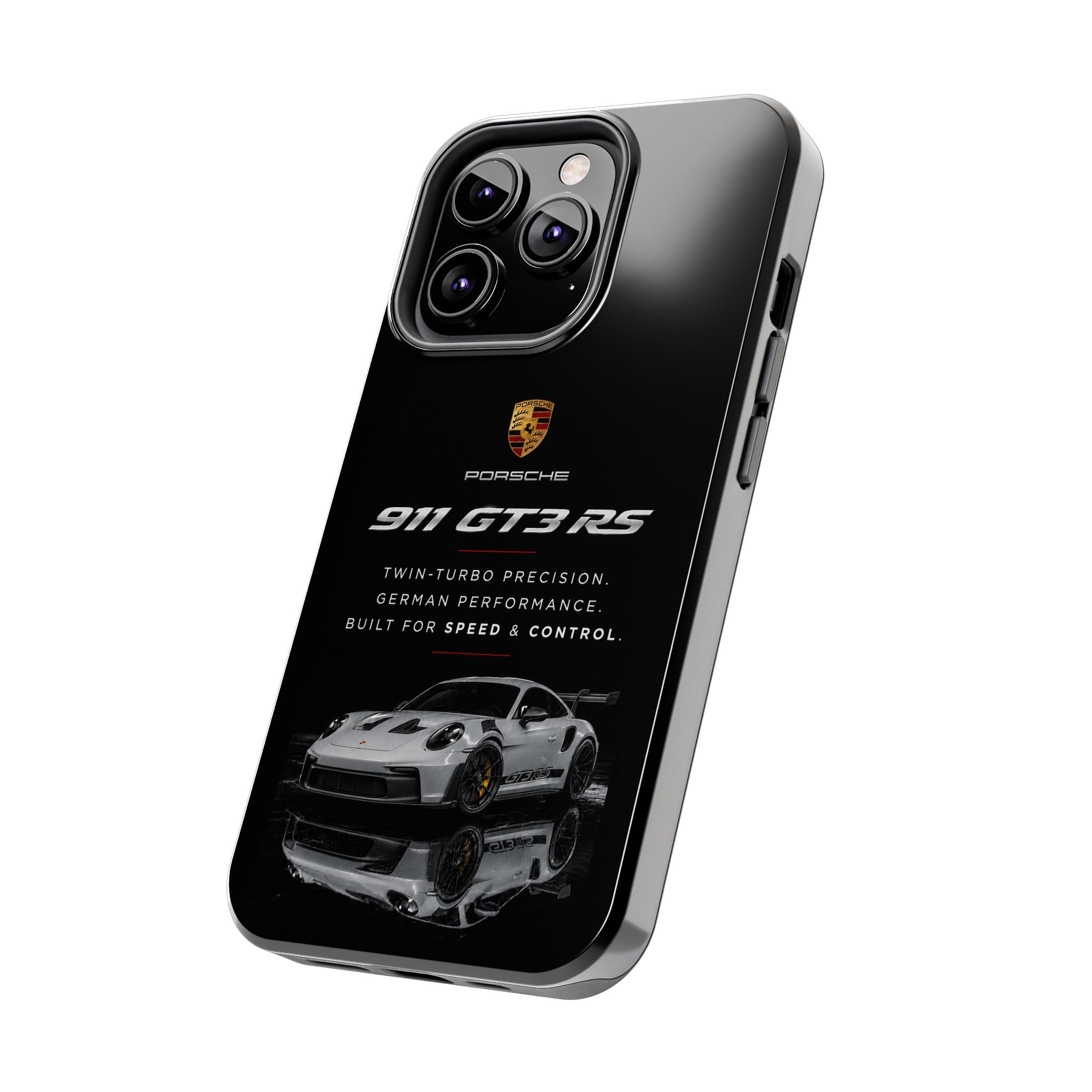 Porsche 911 GT3 RS Tough Phone Case — Black Racing Car Protective Cover