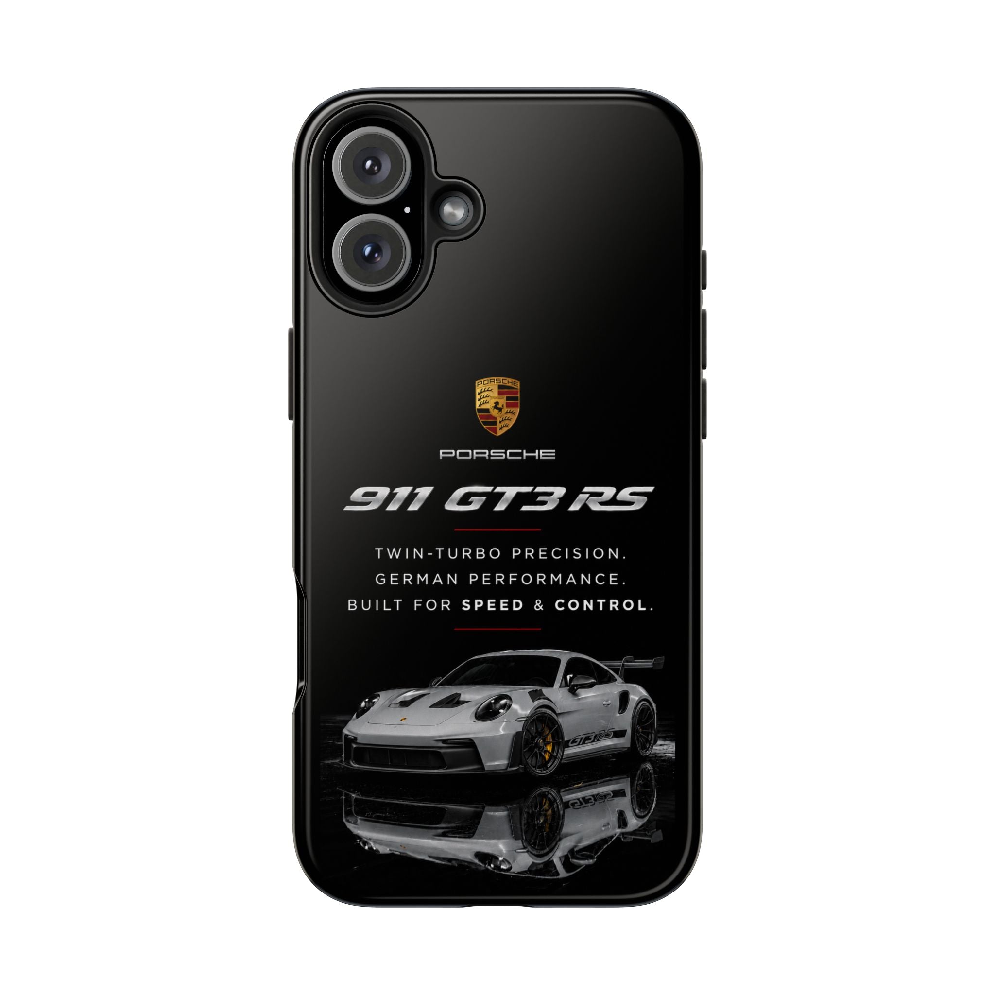 Porsche 911 GT3 RS Tough Phone Case — Black Racing Car Protective Cover