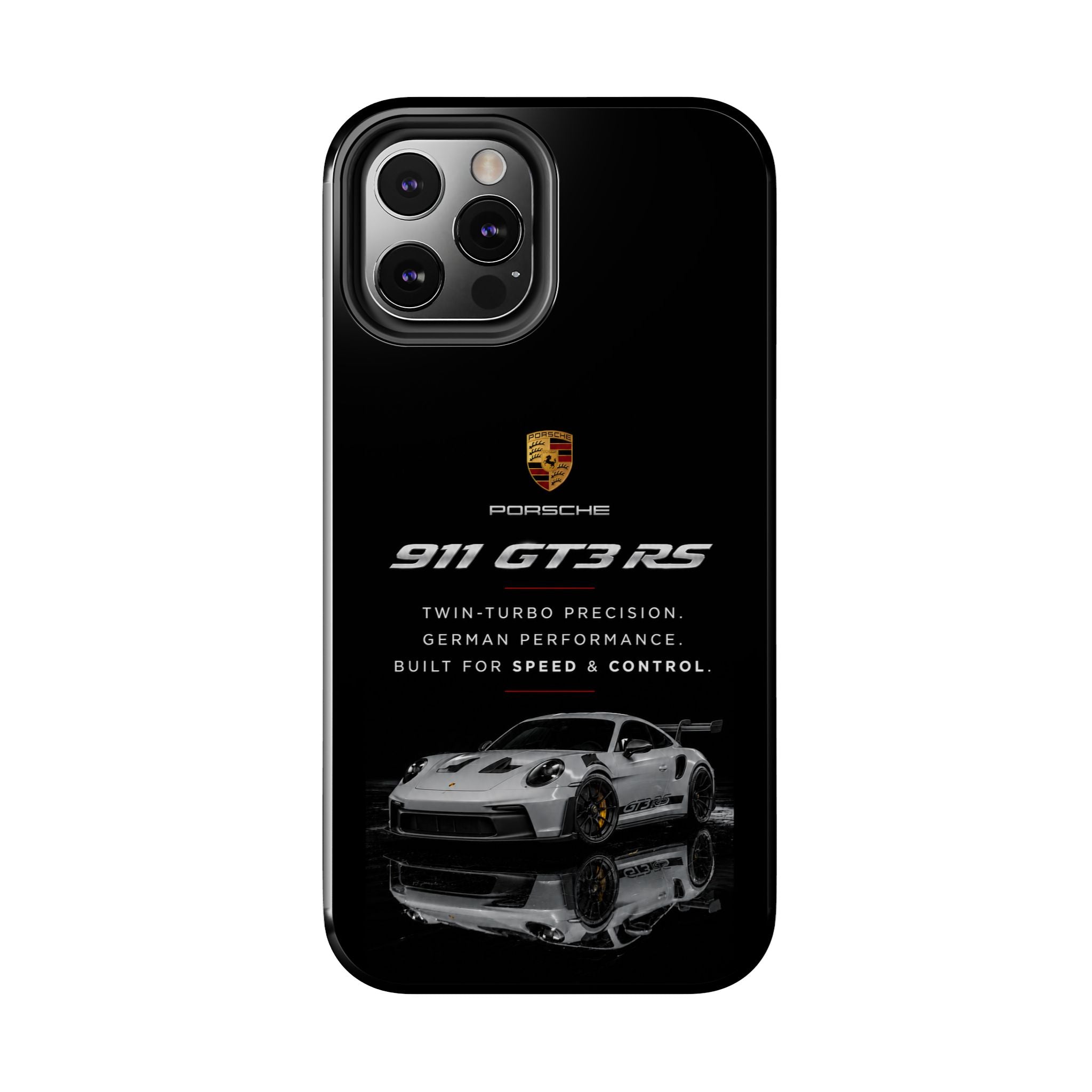 Porsche 911 GT3 RS Tough Phone Case — Black Racing Car Protective Cover