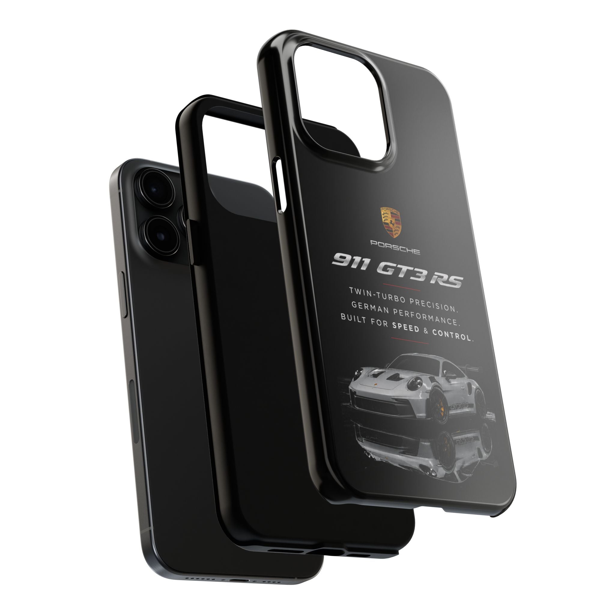 Porsche 911 GT3 RS Tough Phone Case — Black Racing Car Protective Cover