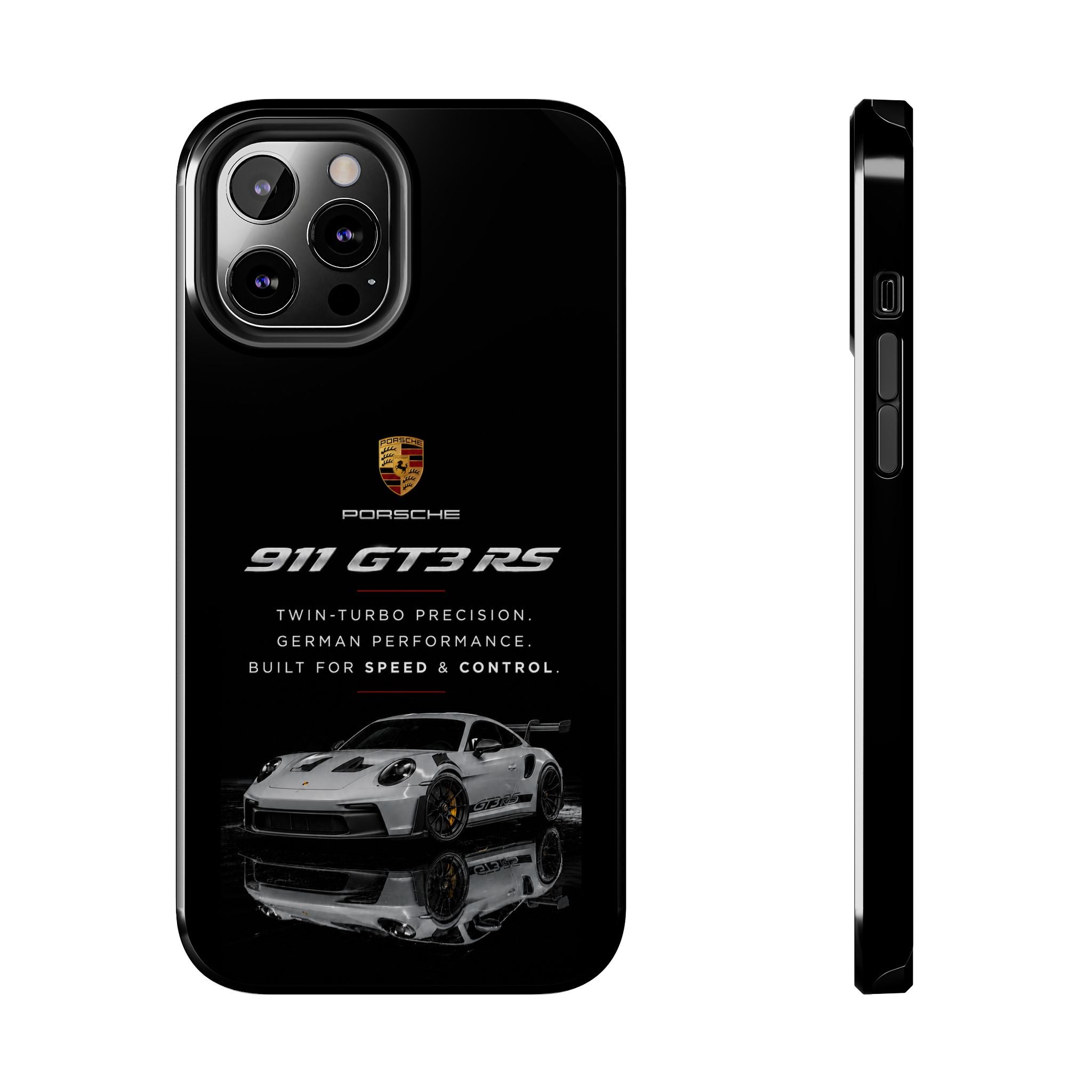 Porsche 911 GT3 RS Tough Phone Case — Black Racing Car Protective Cover